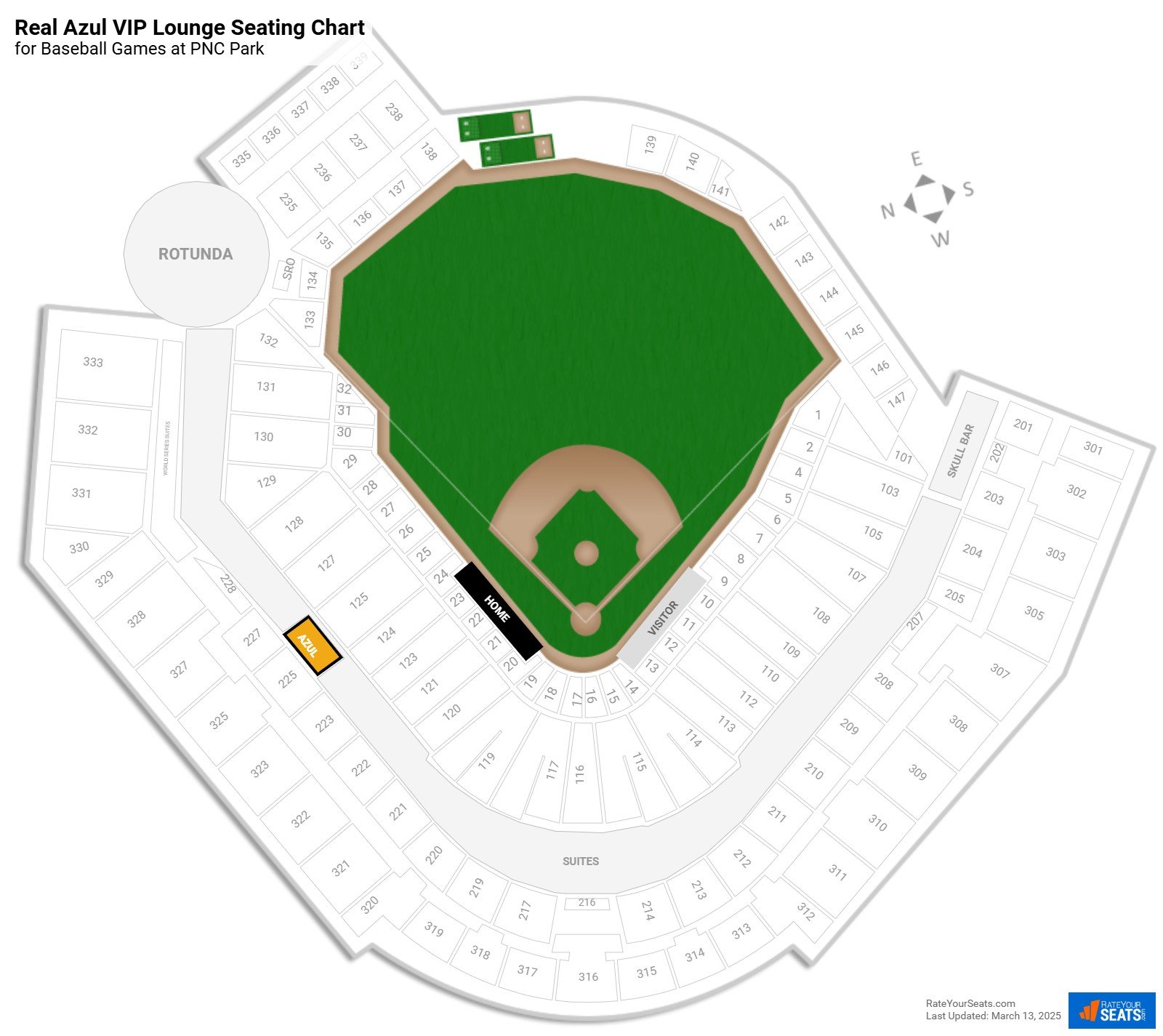 click to enlarge Baseball Real Azul VIP Lounge Seating Chart at PNC Park