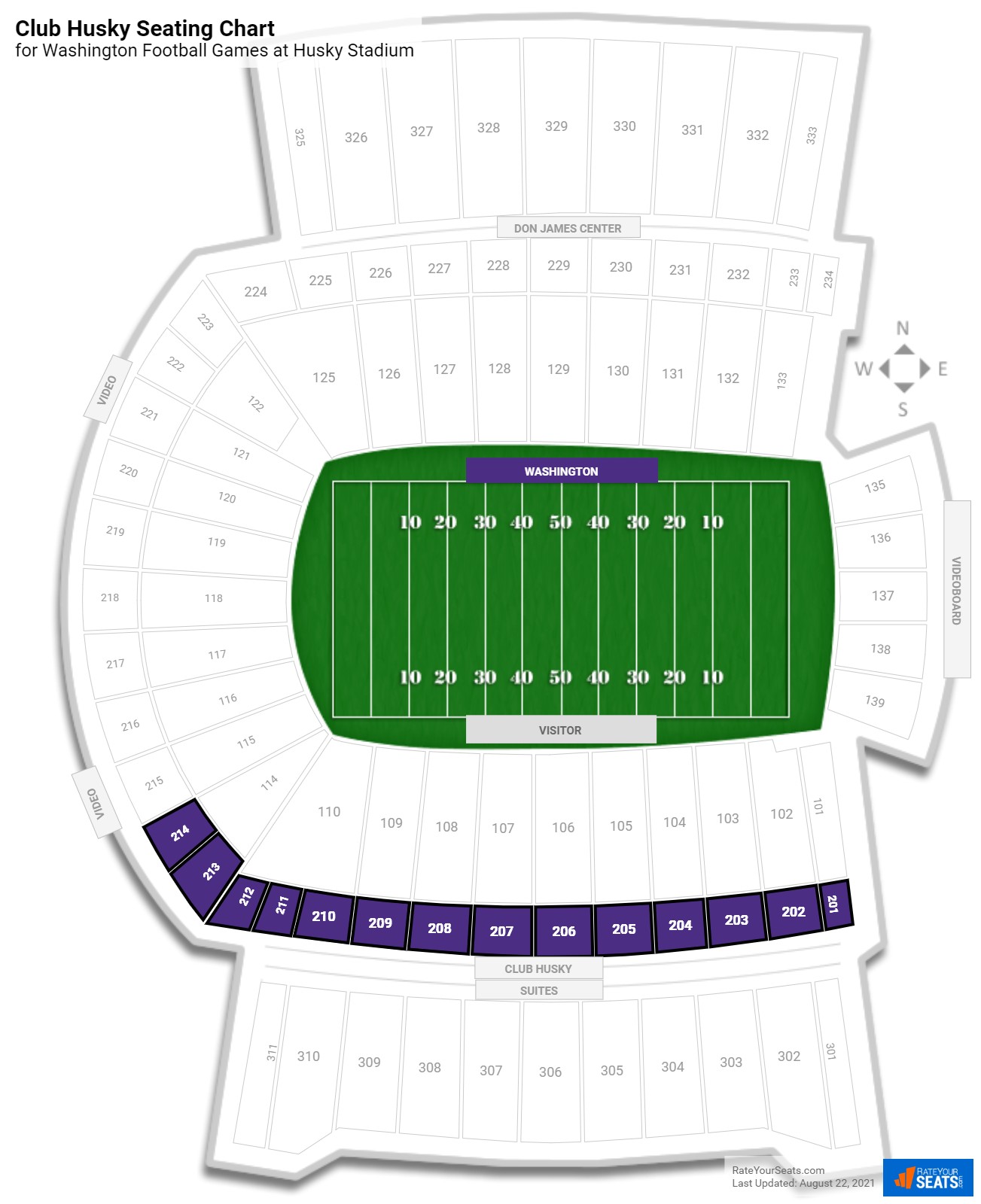 click to enlarge Washington Club Husky Seating Chart at Husky Stadium