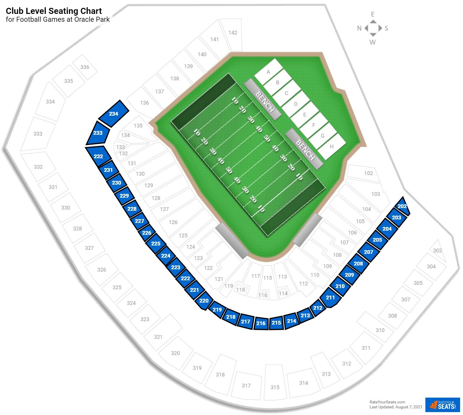 Seat Map, Oracle Park