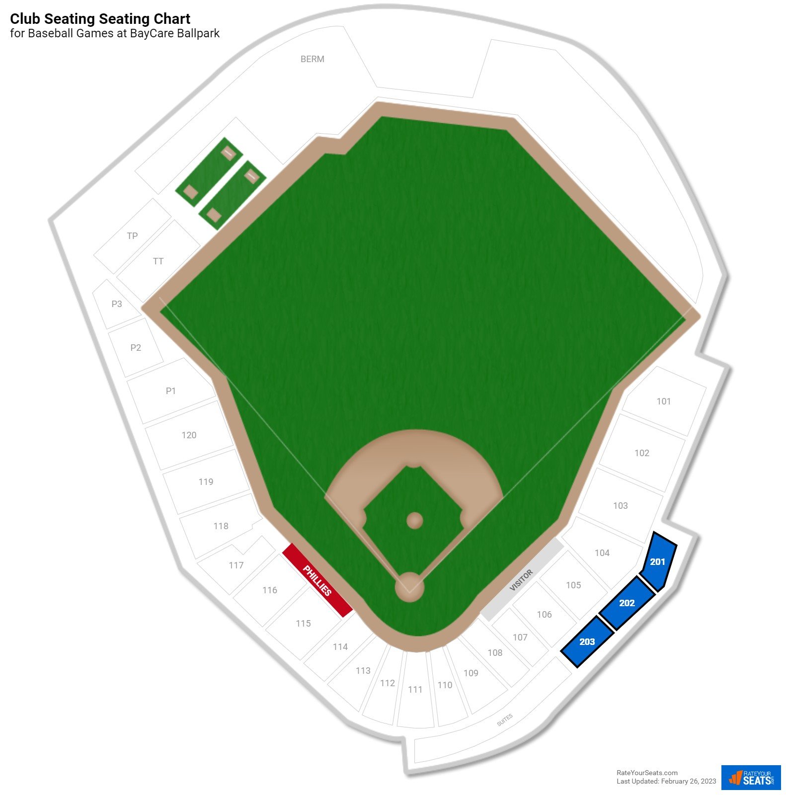 click to enlarge Baseball Club Seating Seating Chart at BayCare Ballpark