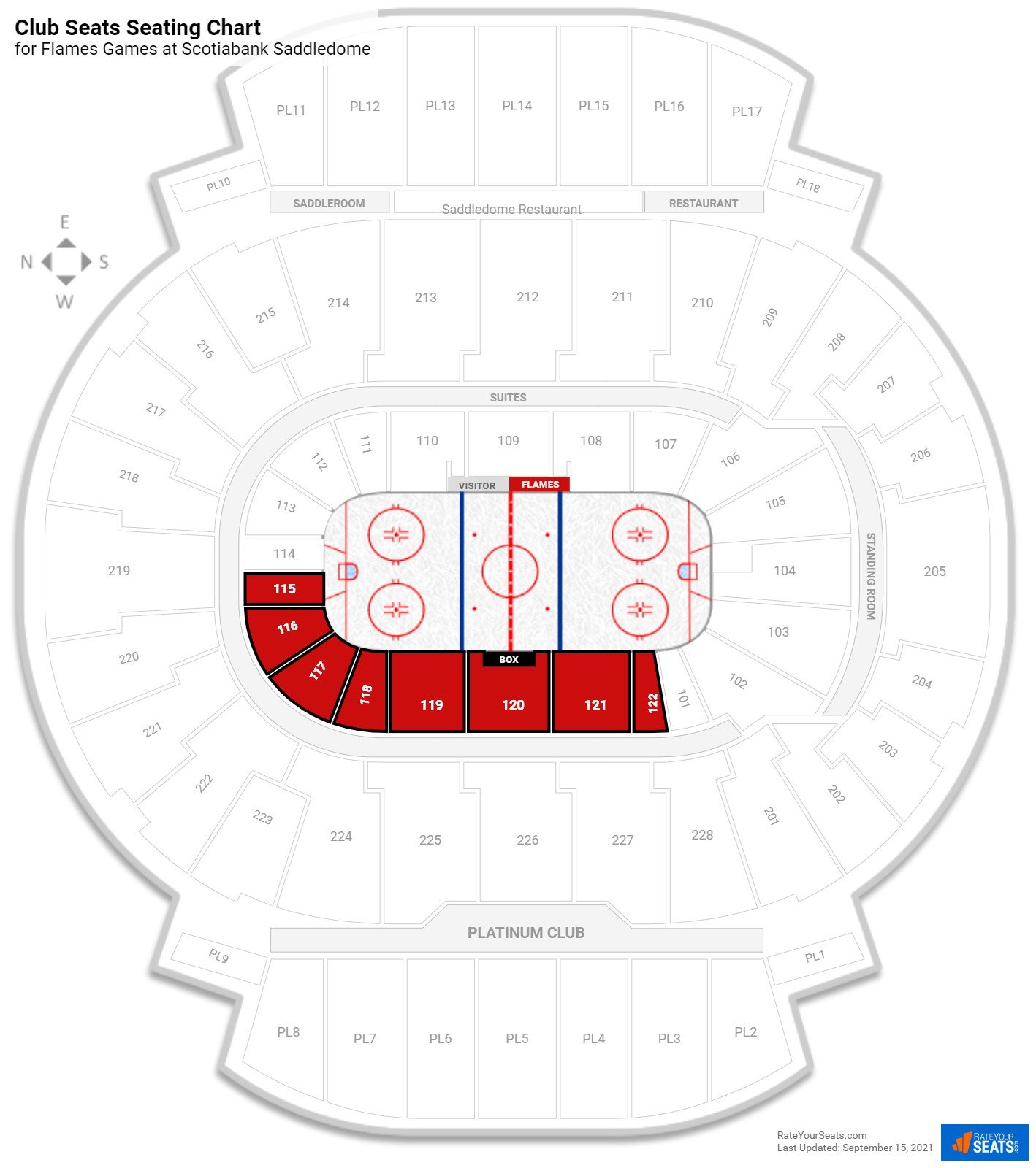 Flames Club Seats Seating Chart at Scotiabank Saddledome