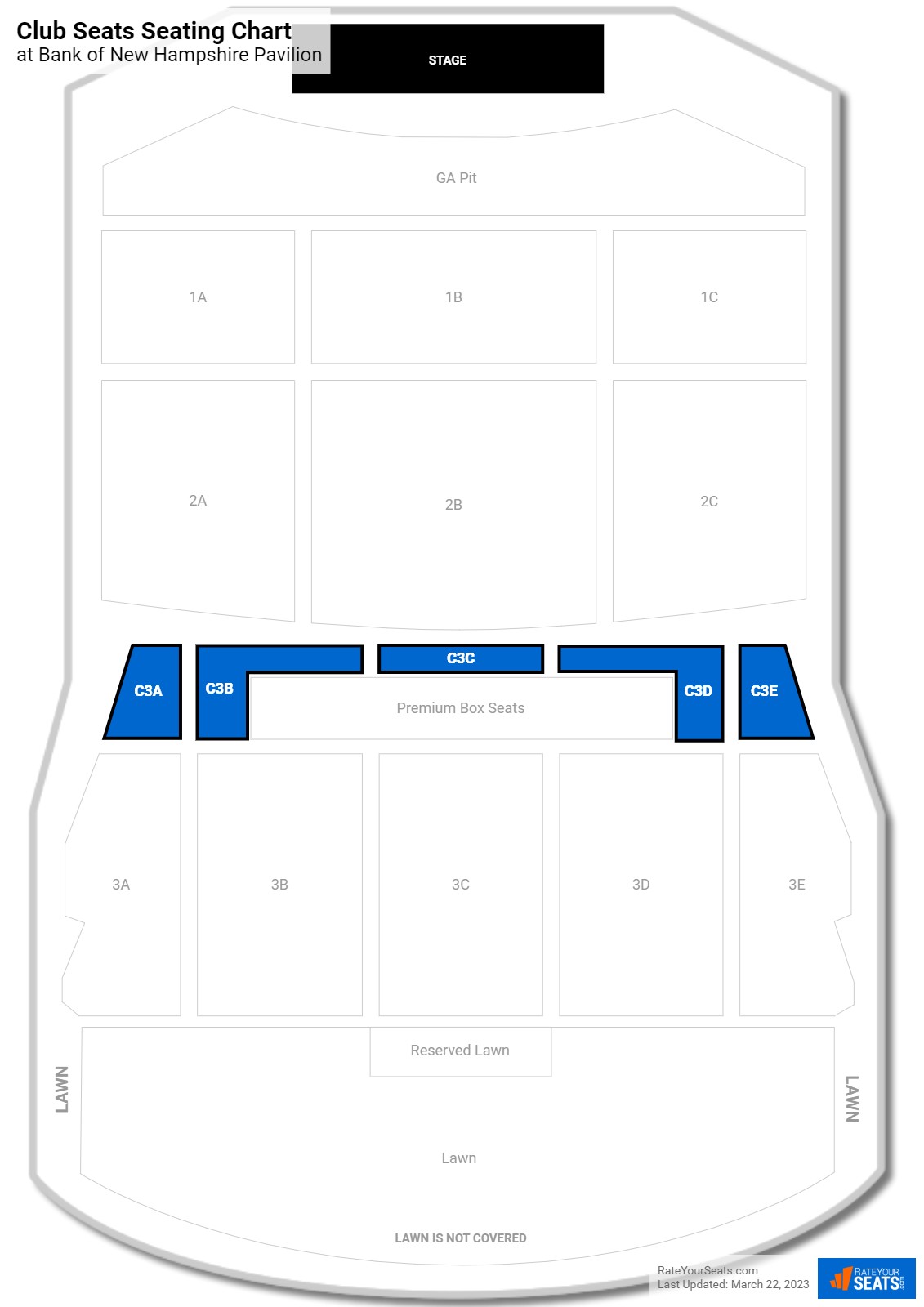click to enlarge Concert Club Seats Seating Chart at Bank of New Hampshire Pavilion