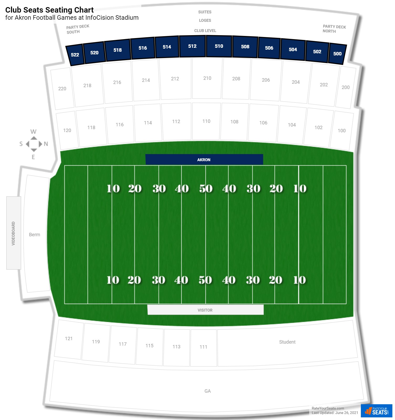 click to enlarge Akron Club Seats Seating Chart at InfoCision Stadium