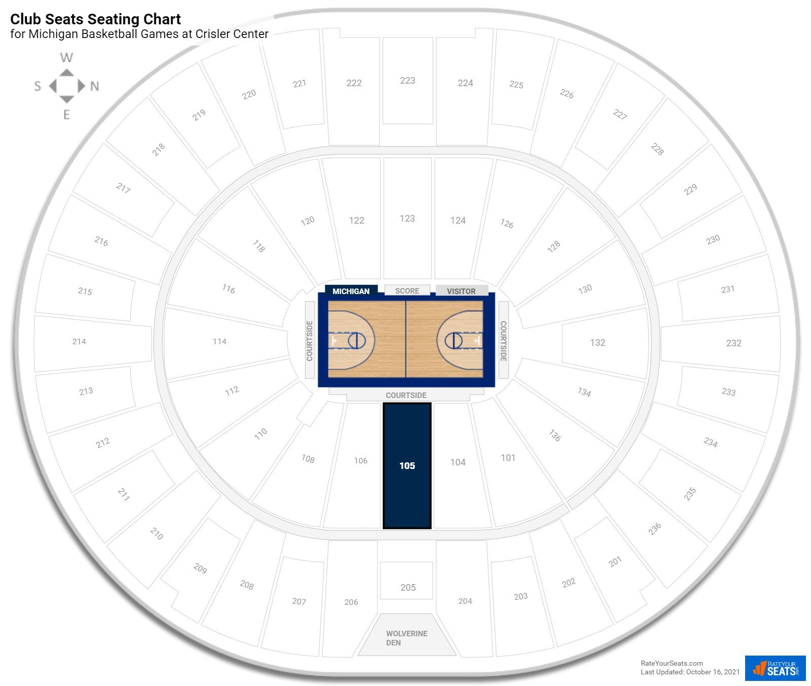click to enlarge Michigan Club Seats Seating Chart at Crisler Center