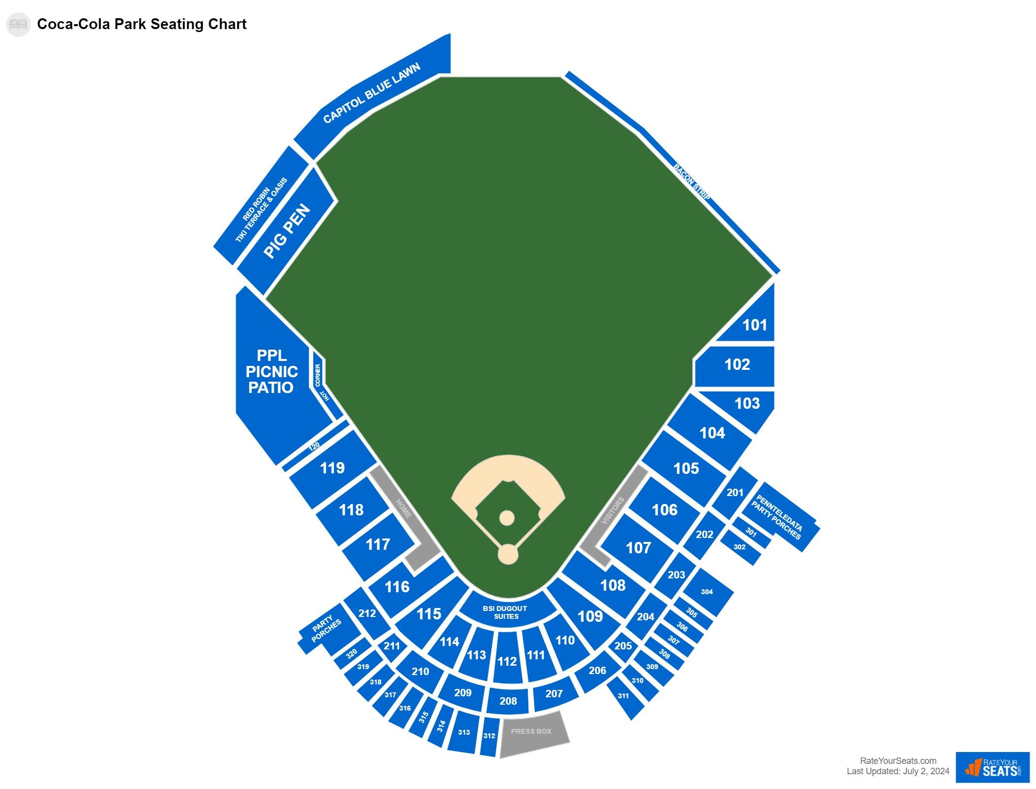 Interactive seating chart Baseball seating chart at Coca-Cola Park