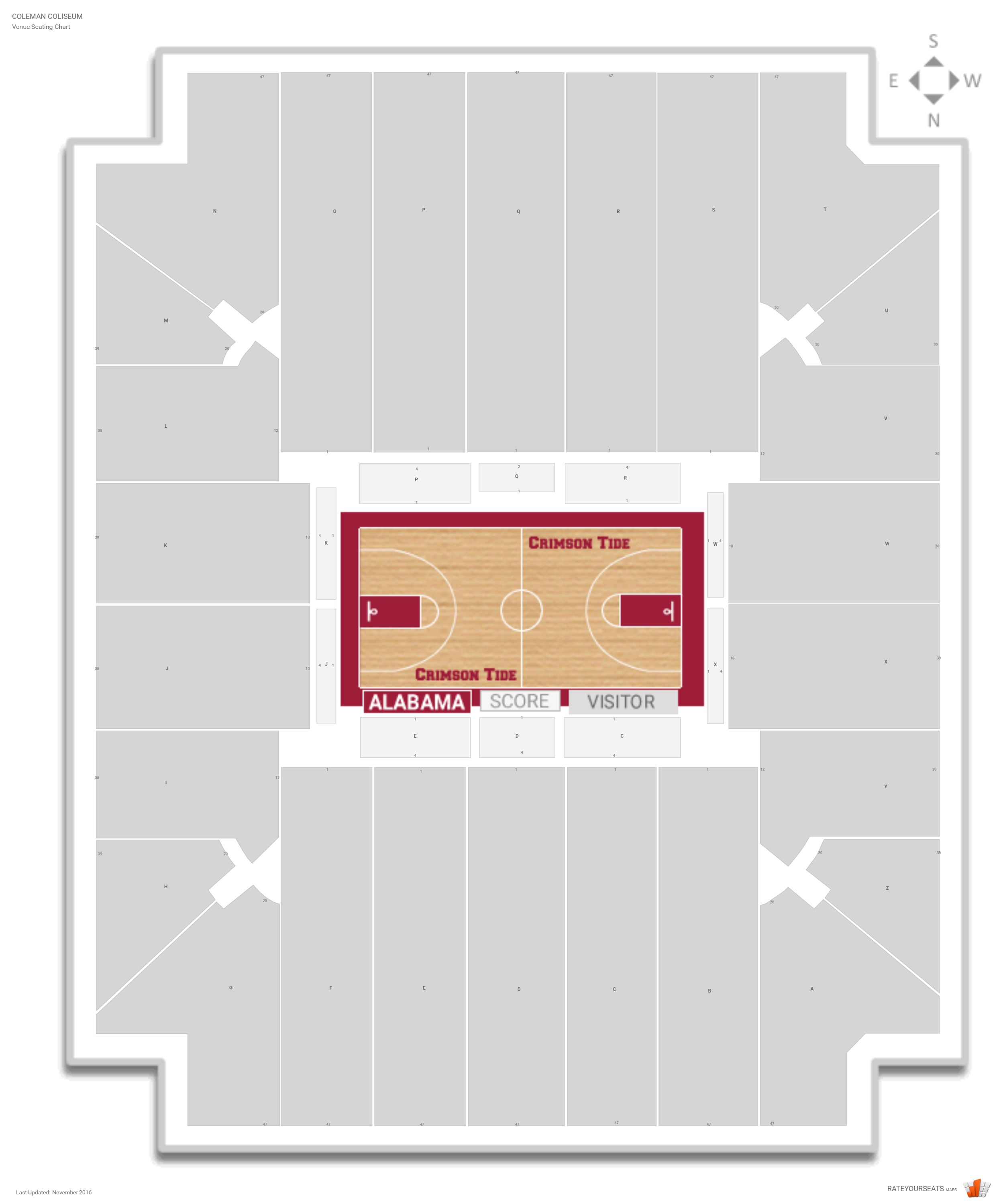 Coleman Coliseum Seating Chart Basketball