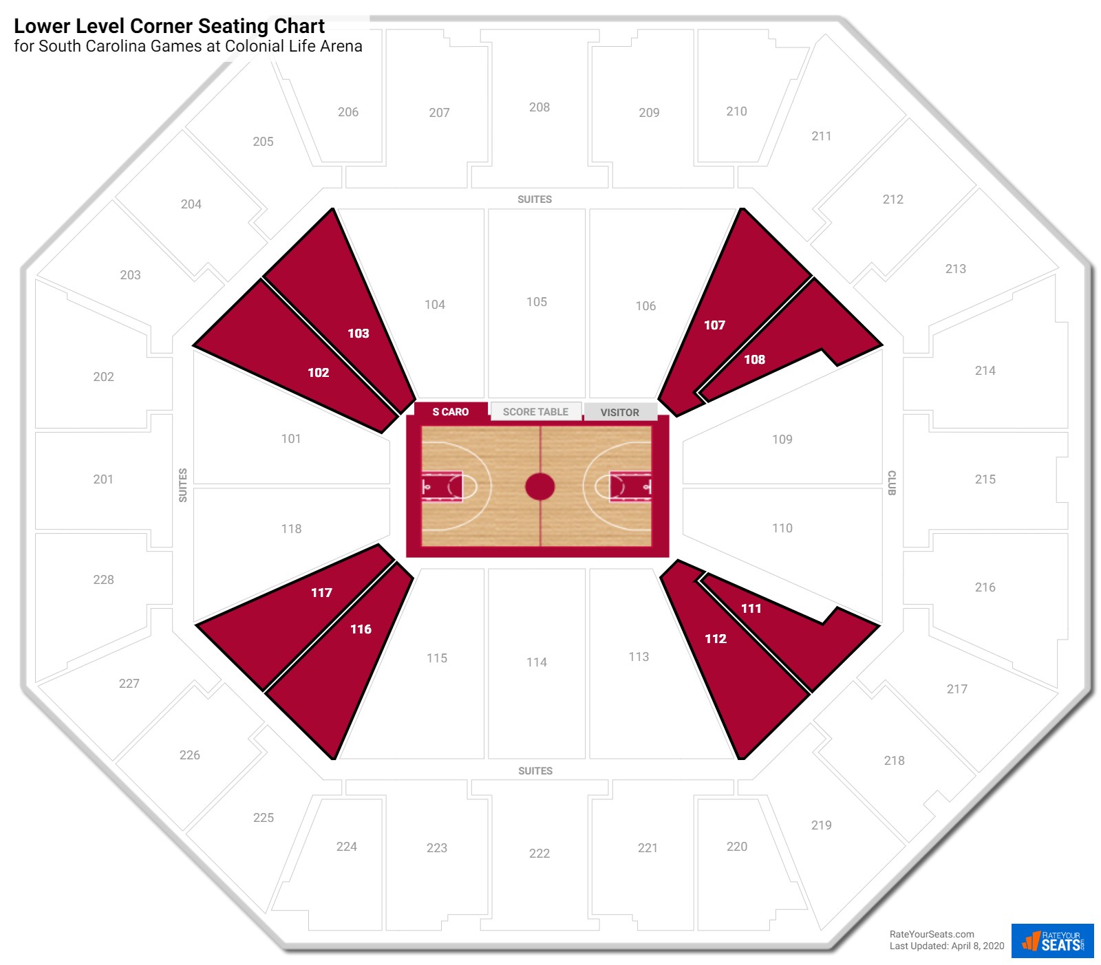 colonial life arena south carolina seating guide rateyourseats com colonial life arena seating chart