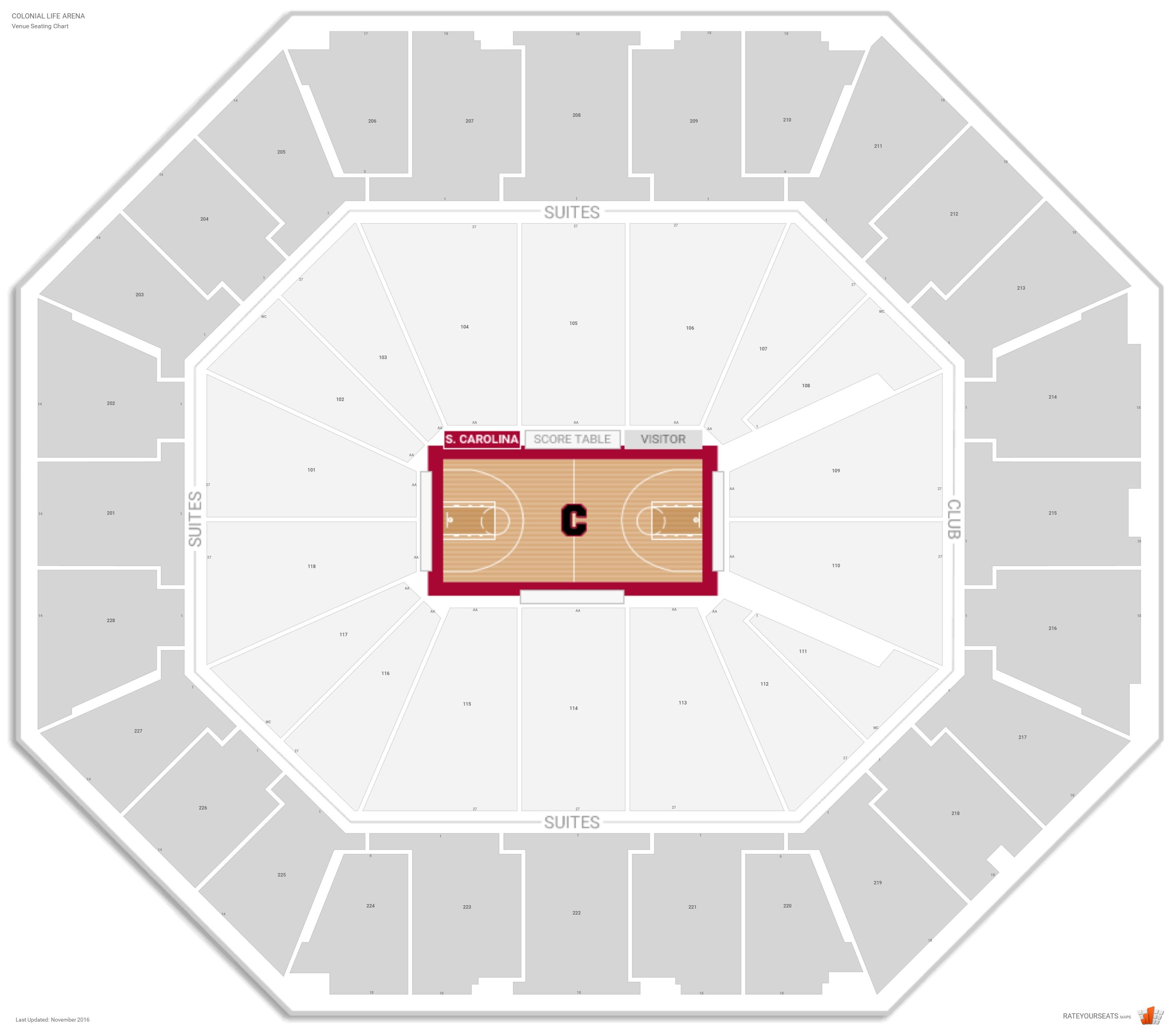 University Of South Carolina Basketball Arena Seating Chart