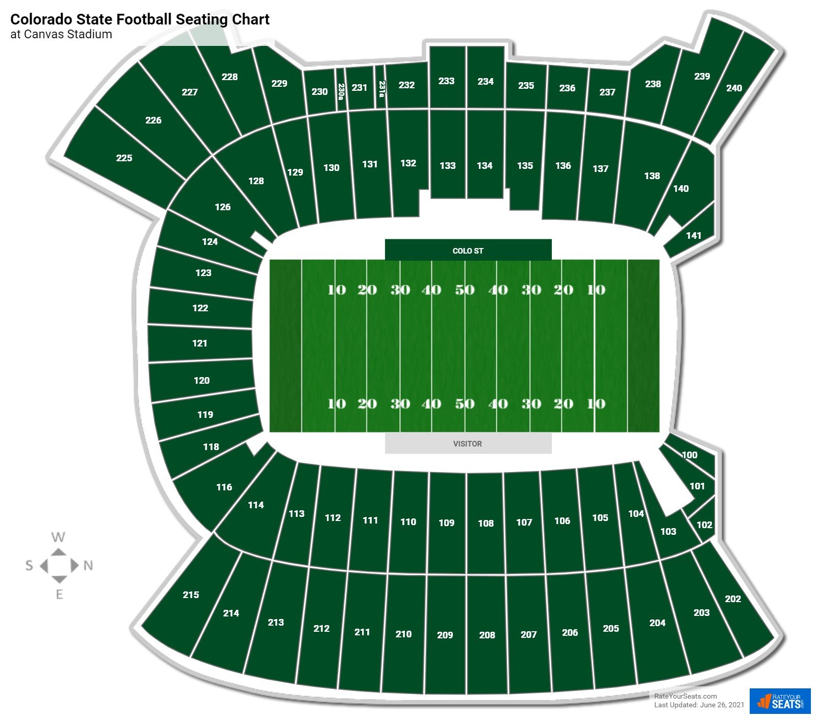 Colorado State Rams Seating Chart at Canvas Stadium