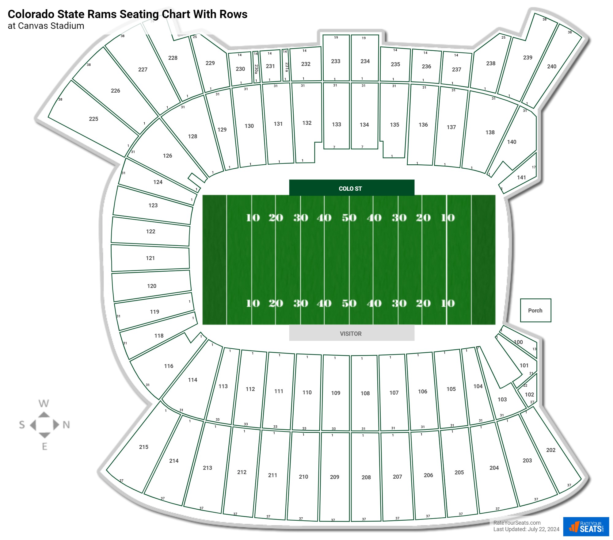 Canvas Stadium seating chart with row numbers