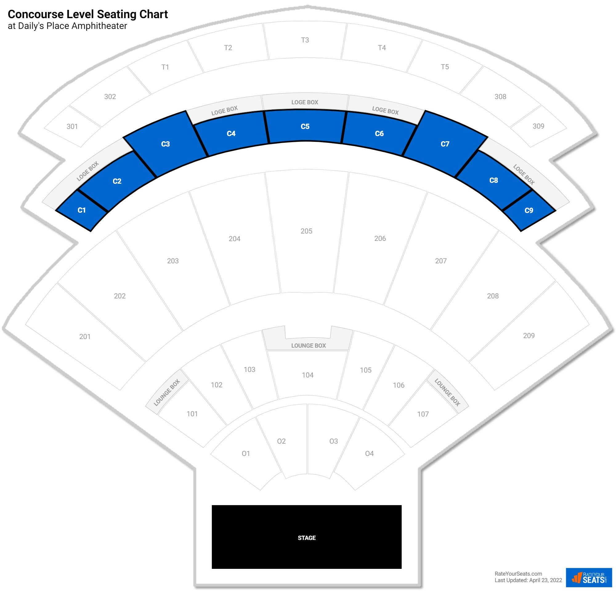 Concert Concourse Level Seating Chart at Daily