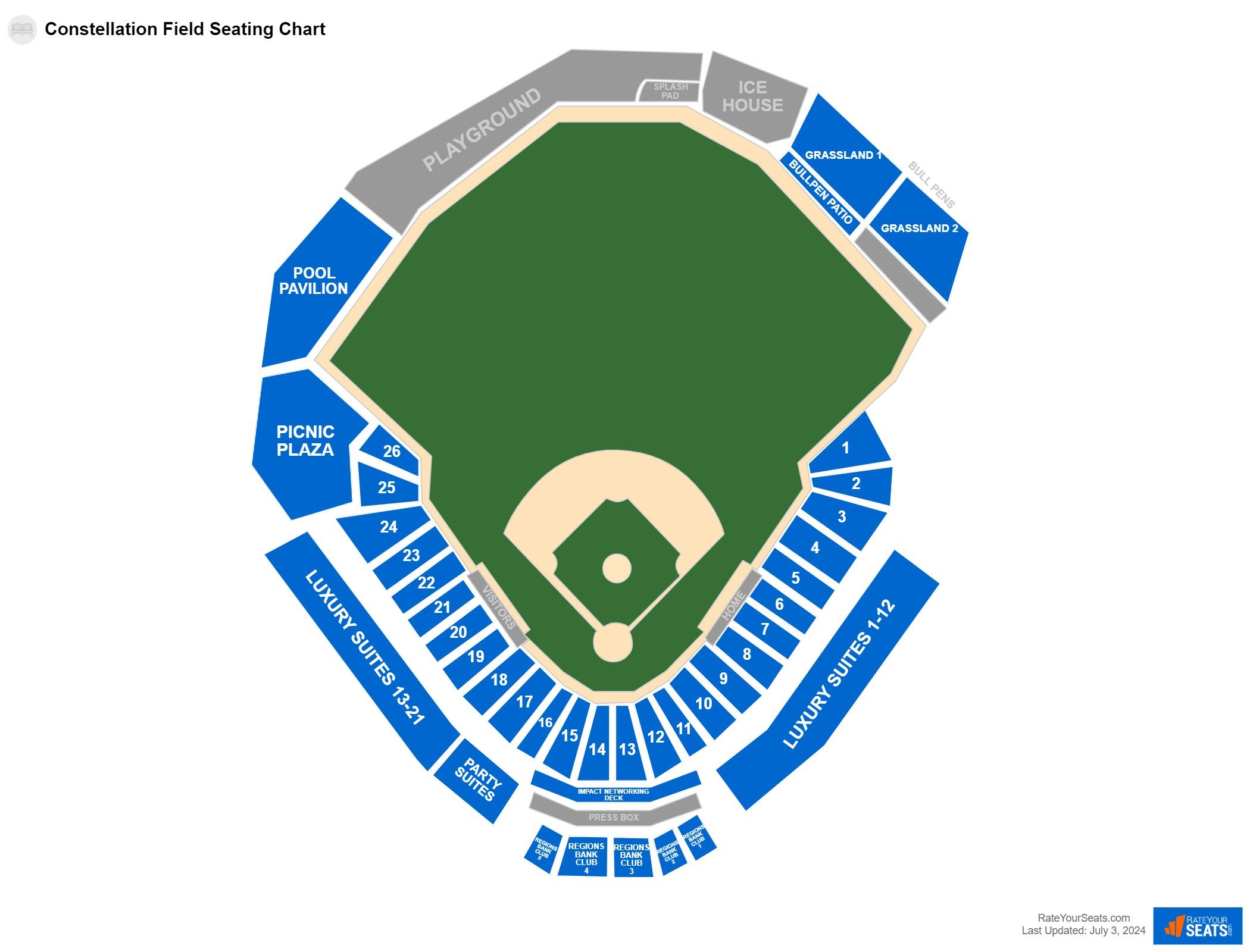 Interactive seating chart Baseball seating chart at Constellation Field