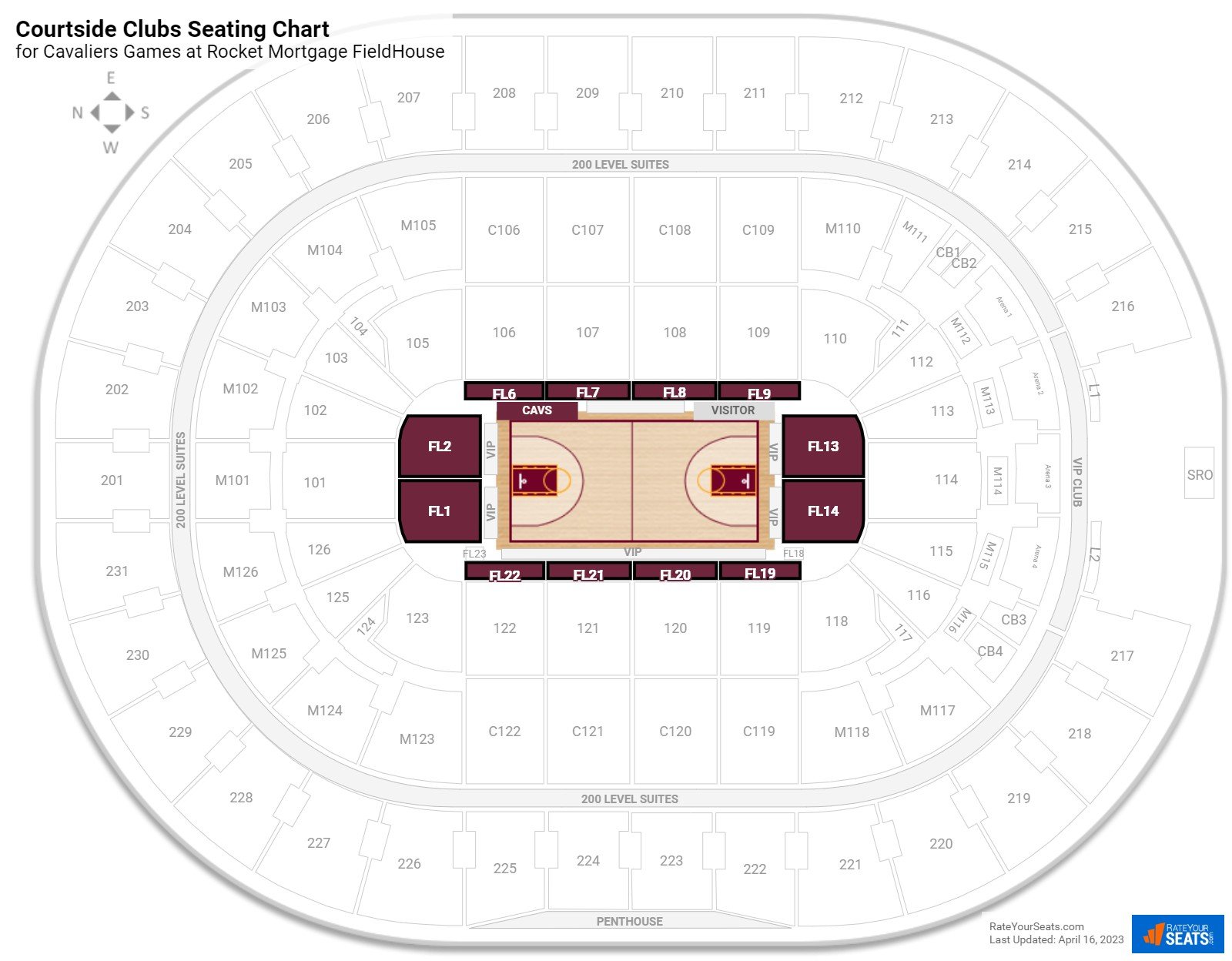 Cavaliers Courtside Clubs Seating Chart at Rocket Mortgage FieldHouse
