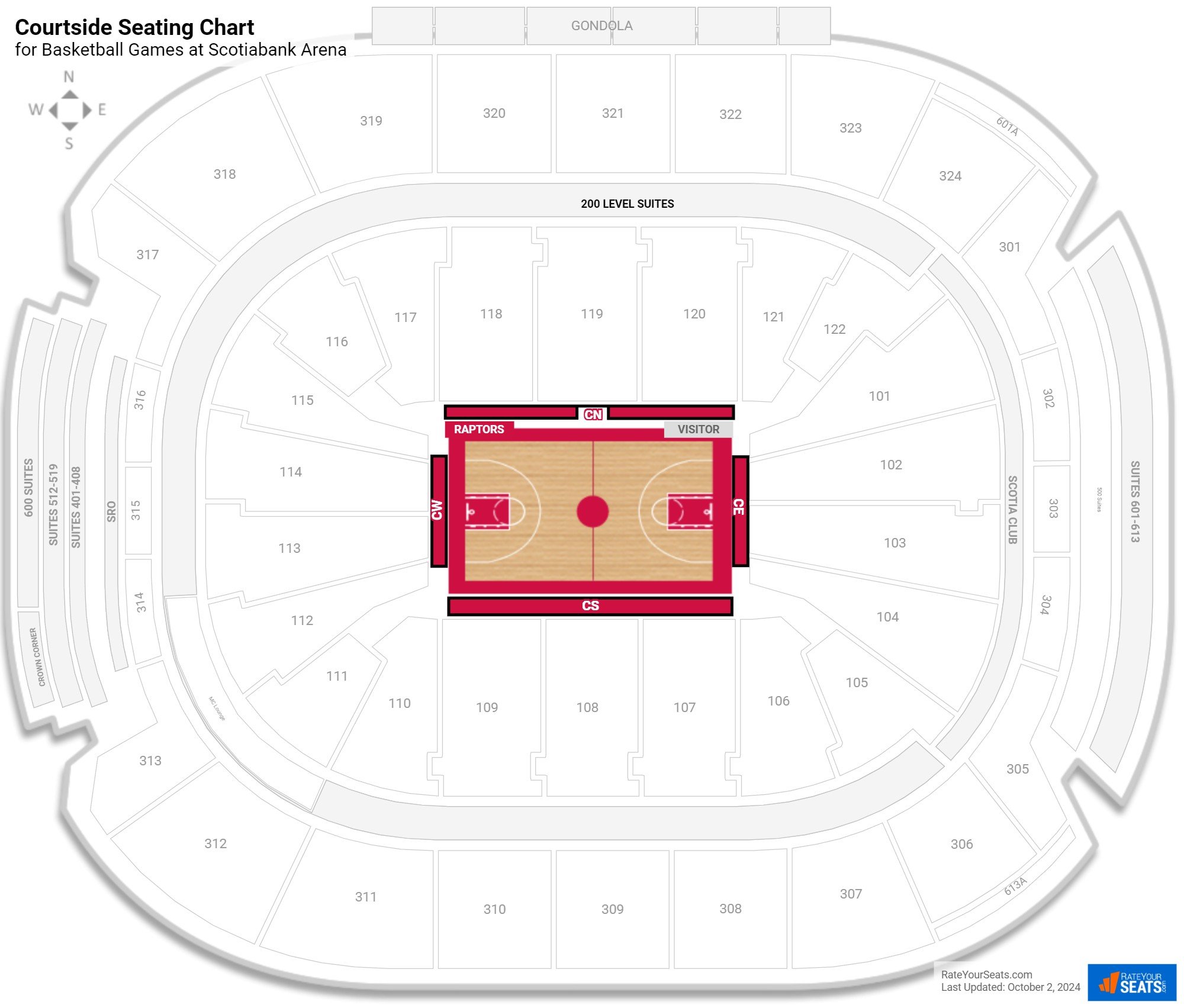 click to enlarge Basketball Courtside Seating Chart at Scotiabank Arena