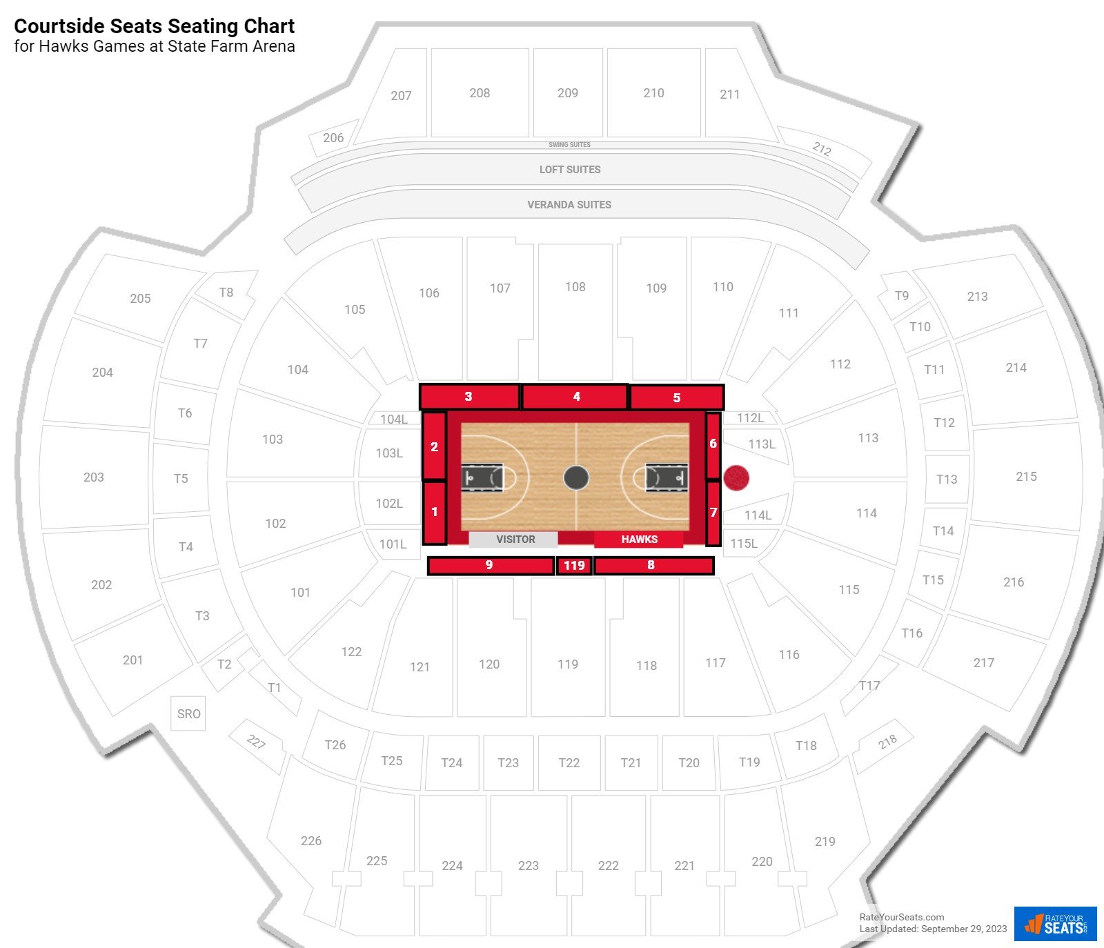 Hawks Courtside Seats Seating Chart at State Farm Arena