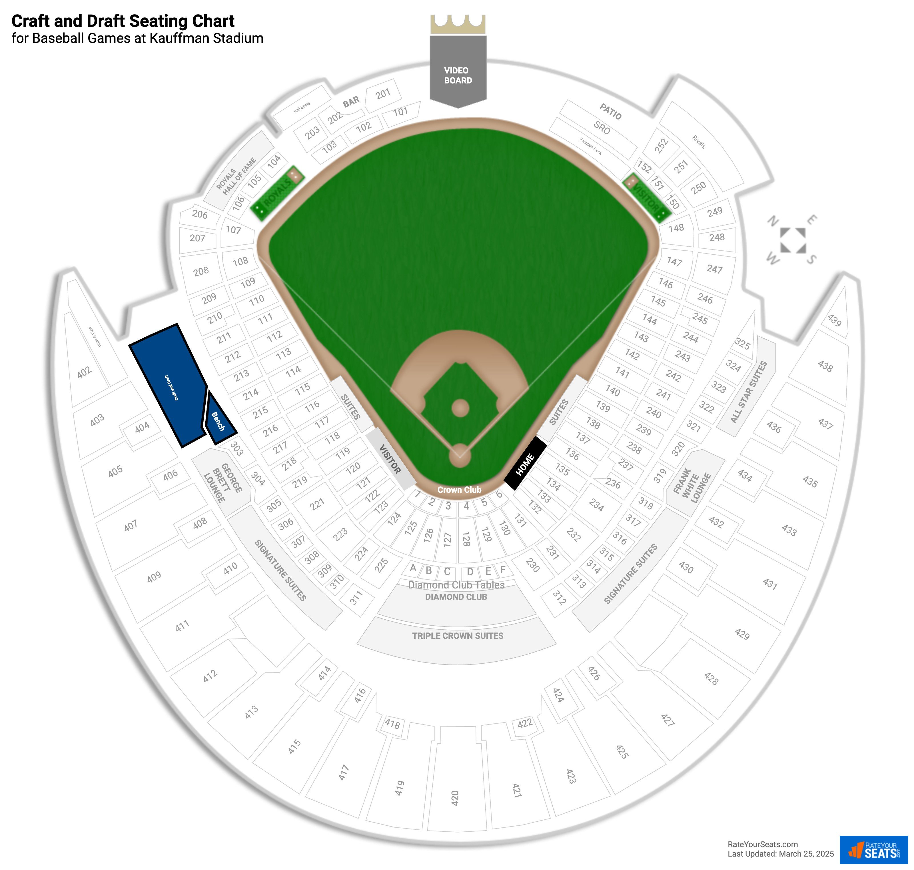 click to enlarge Baseball Craft and Draft Seating Chart at Kauffman Stadium