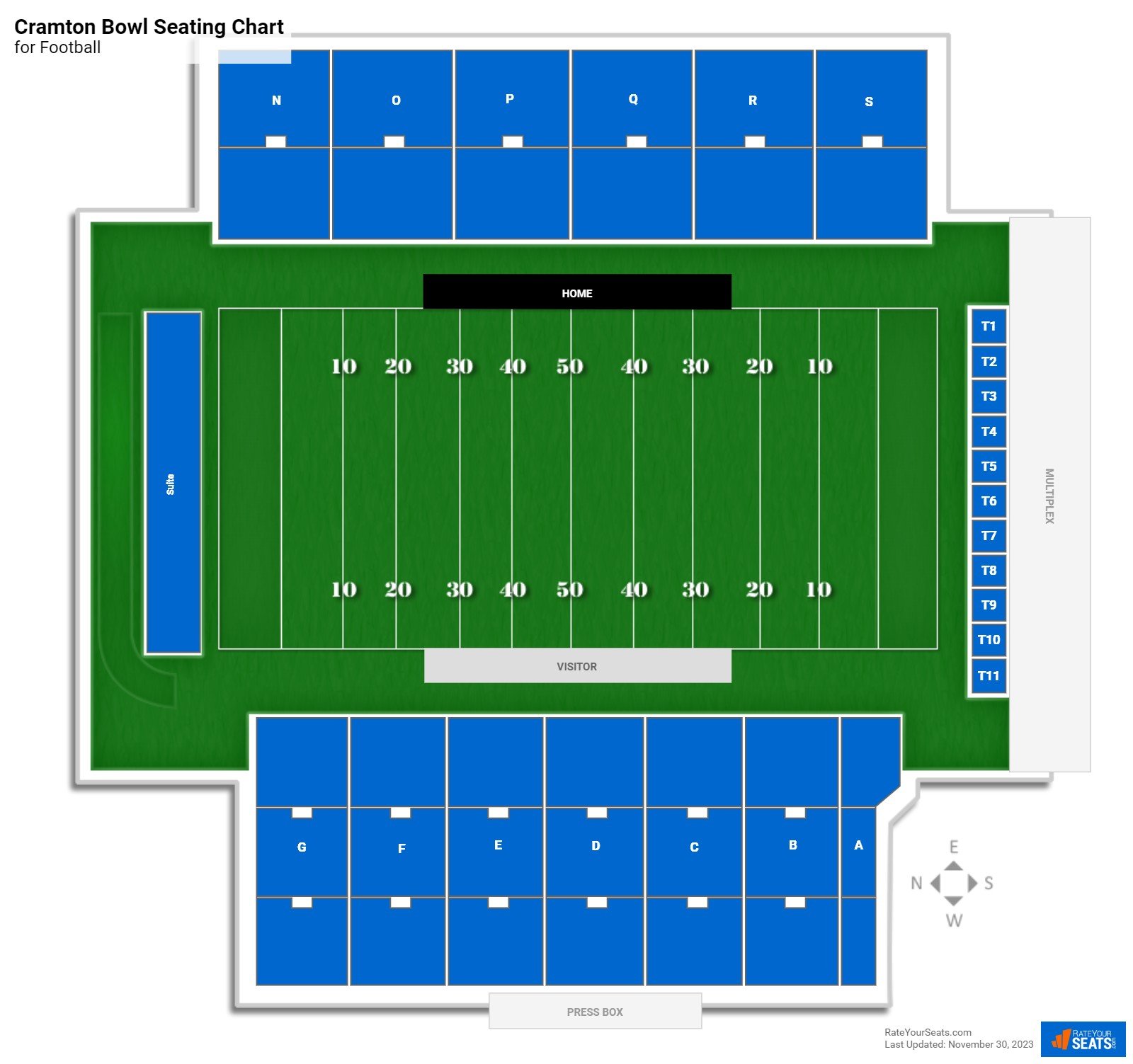 Cramton Bowl Football Seating Chart
