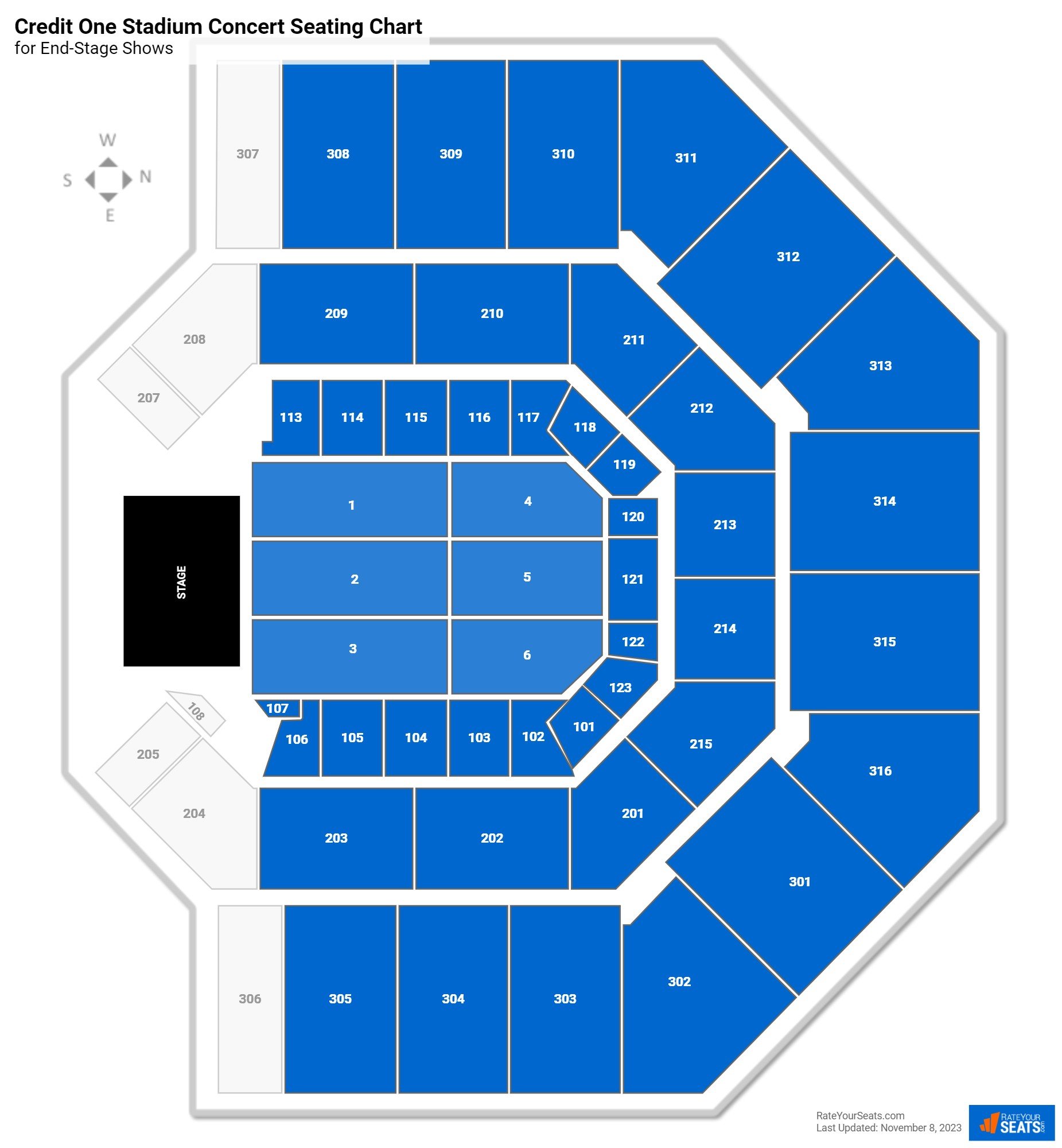 Credit One Stadium Concert Seating Chart