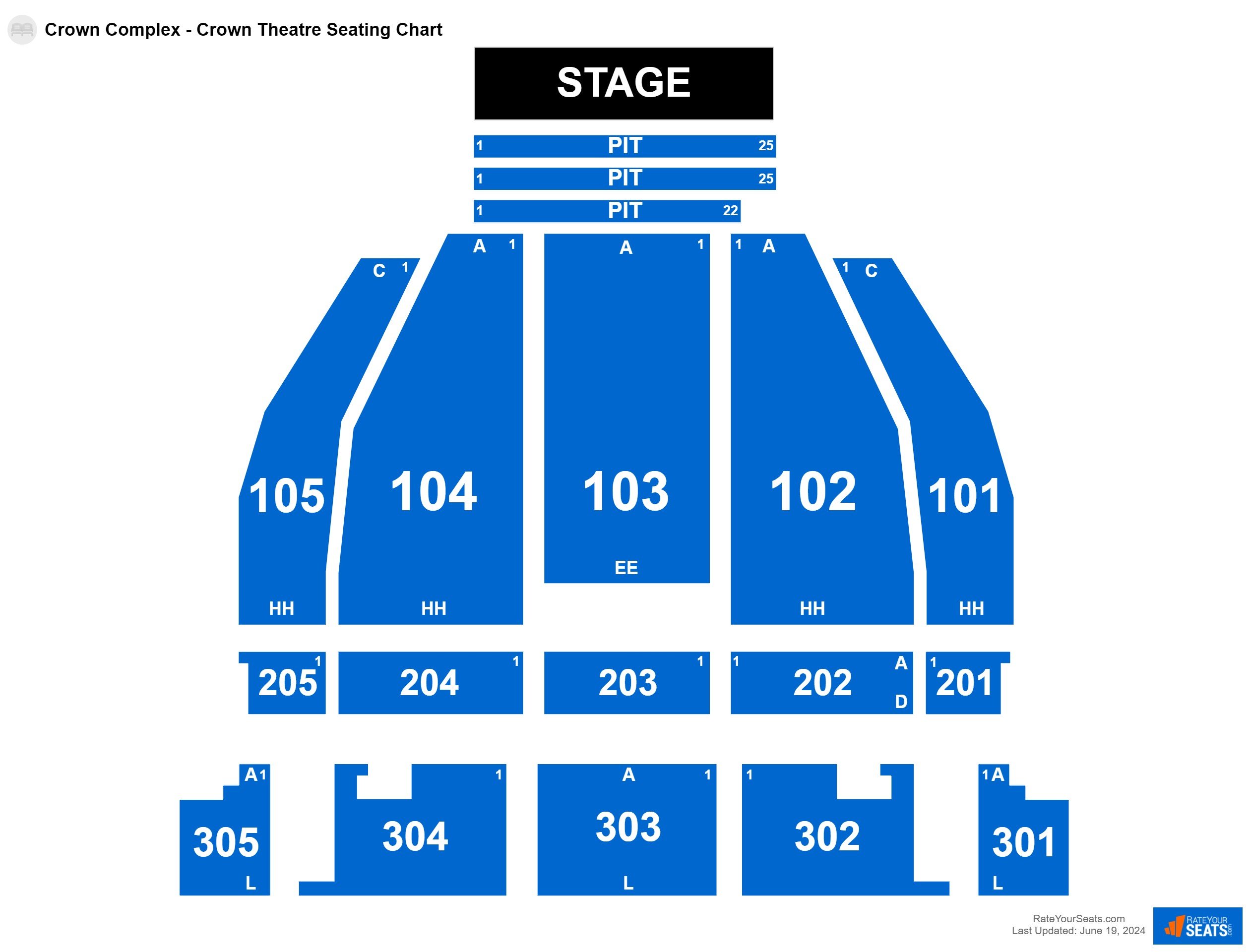 Interactive seating chart Comedy seating chart at Crown Complex - Crown Theatre