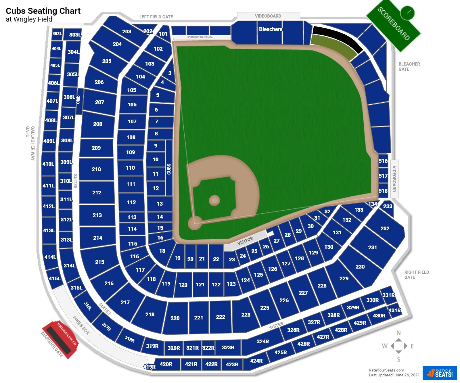 Chicago Cubs Seating Chart at Wrigley Field