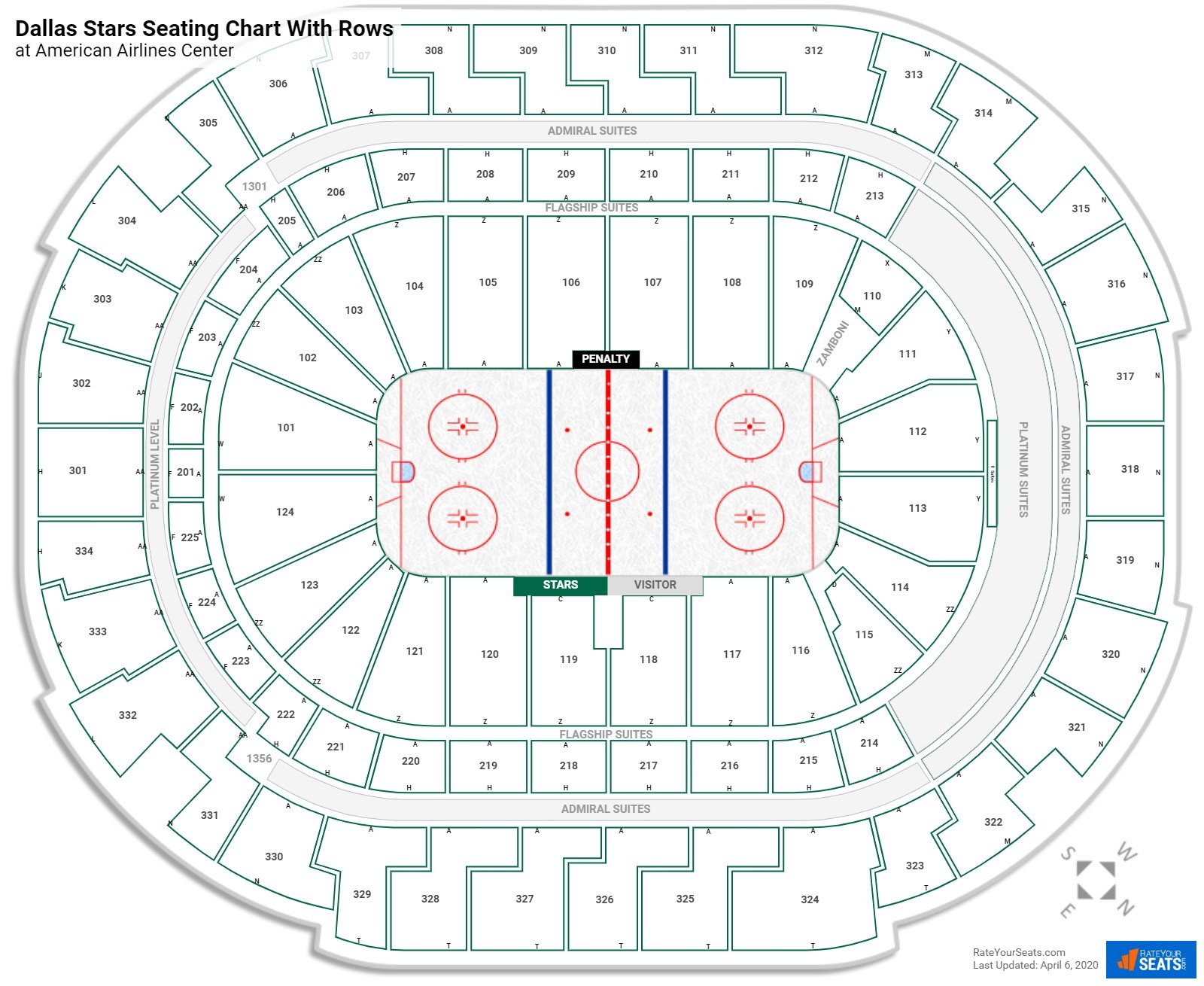 American Airlines Center seating chart with rows hockey