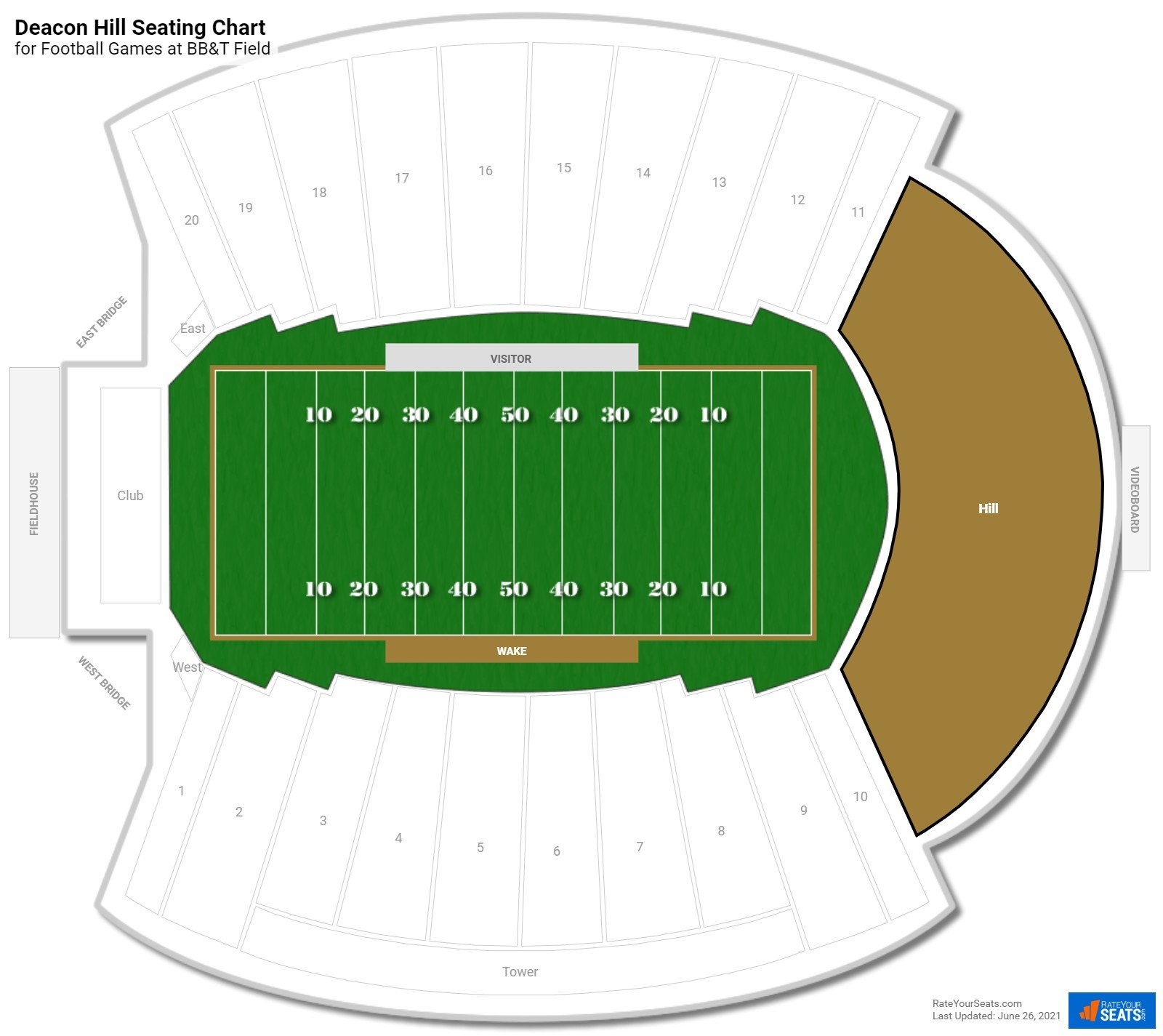 click to enlarge Football Deacon Hill Seating Chart at Allegacy Federal Credit Union Stadium