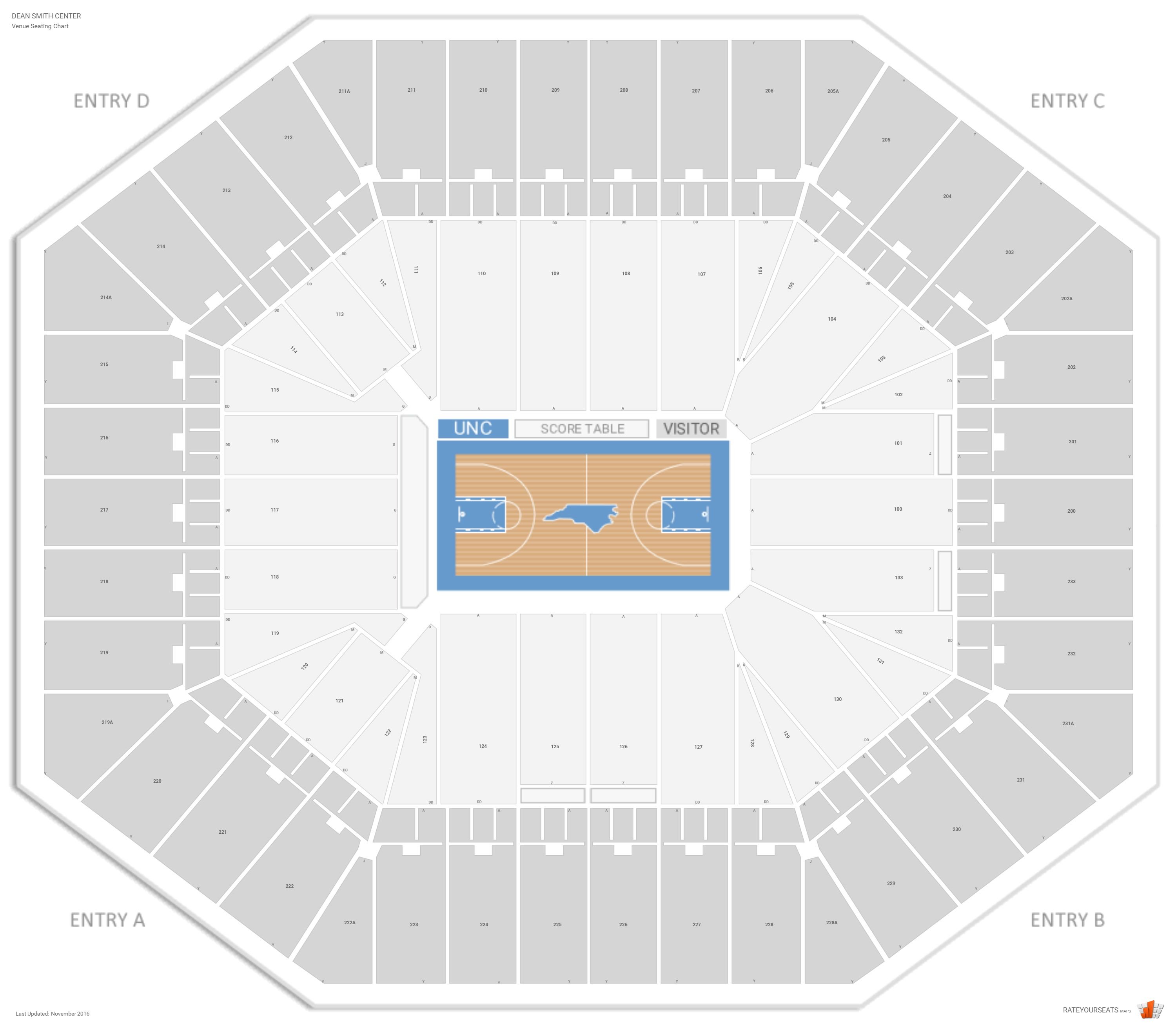 Dean E Smith Center Seating Chart Rows