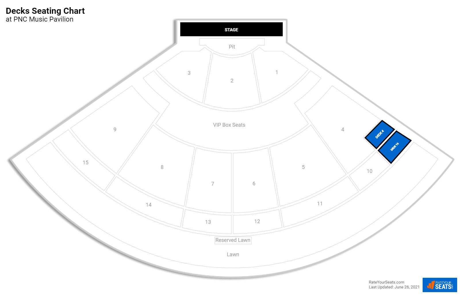 Concert Decks Seating Chart at PNC Music Pavilion