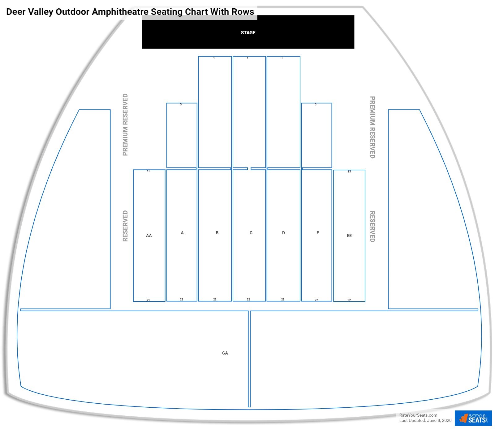 Deer Valley Outdoor Amphitheatre seating chart with rows