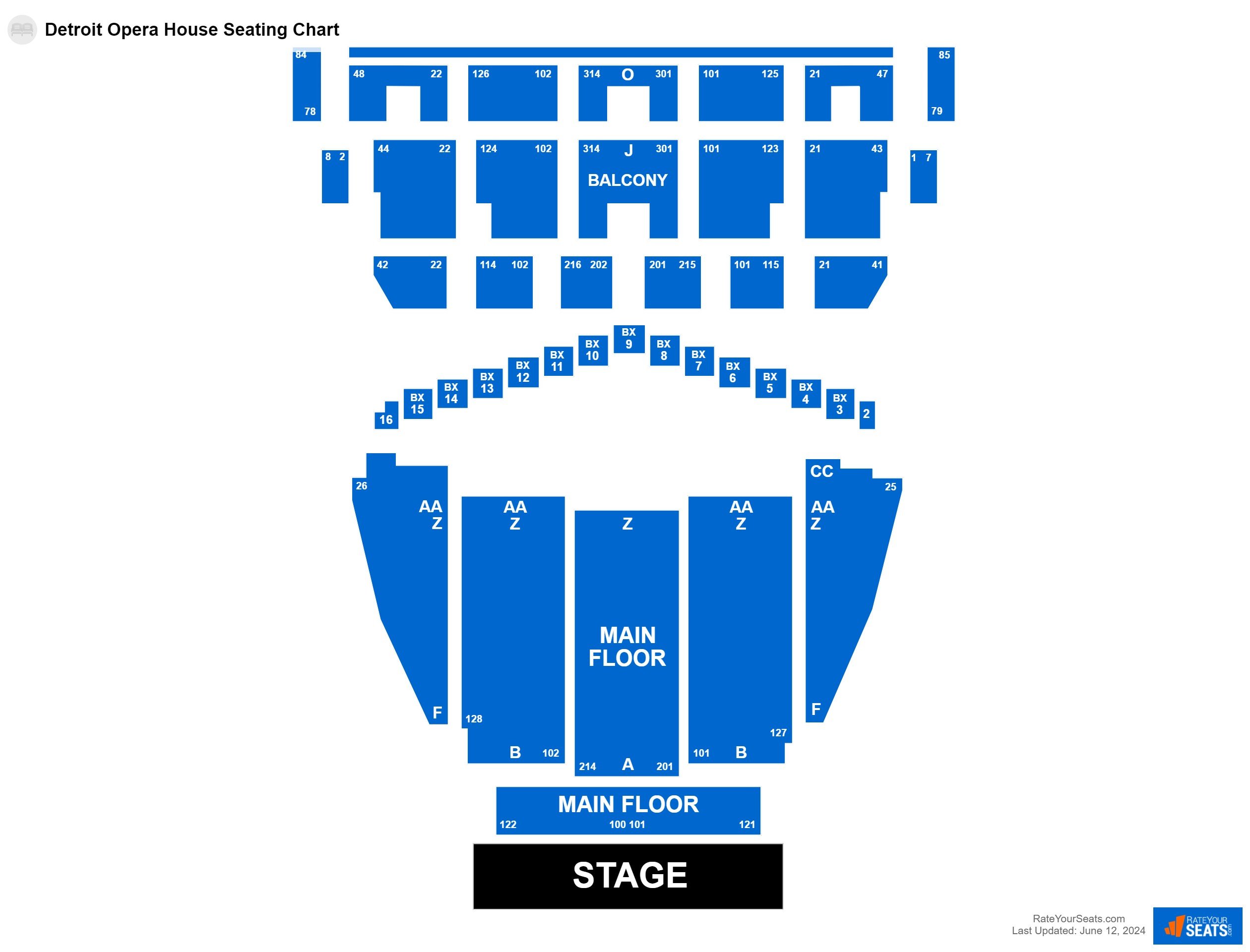 Interactive seating chart Theater seating chart at Detroit Opera House