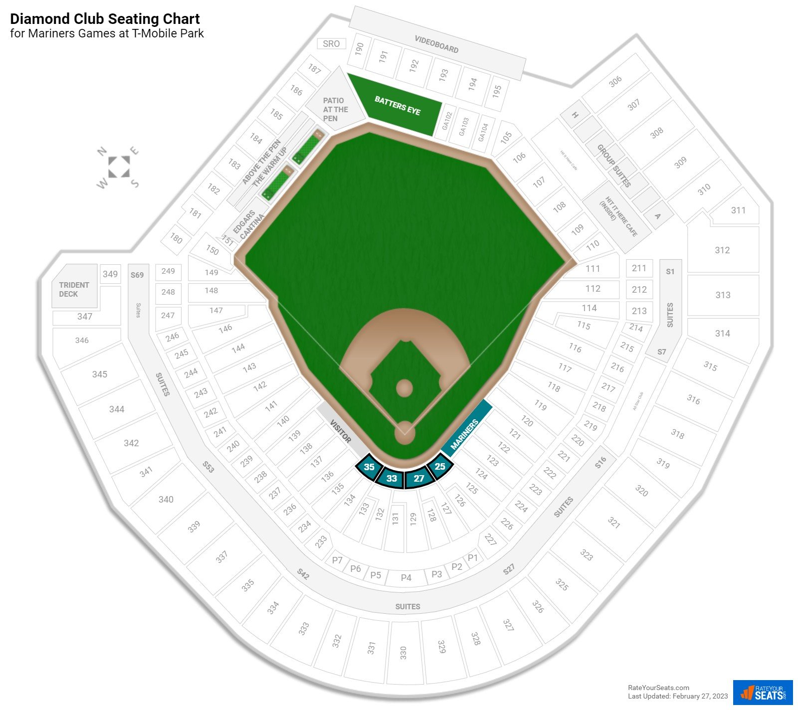 Mariners Diamond Club Seating Chart at T-Mobile Park