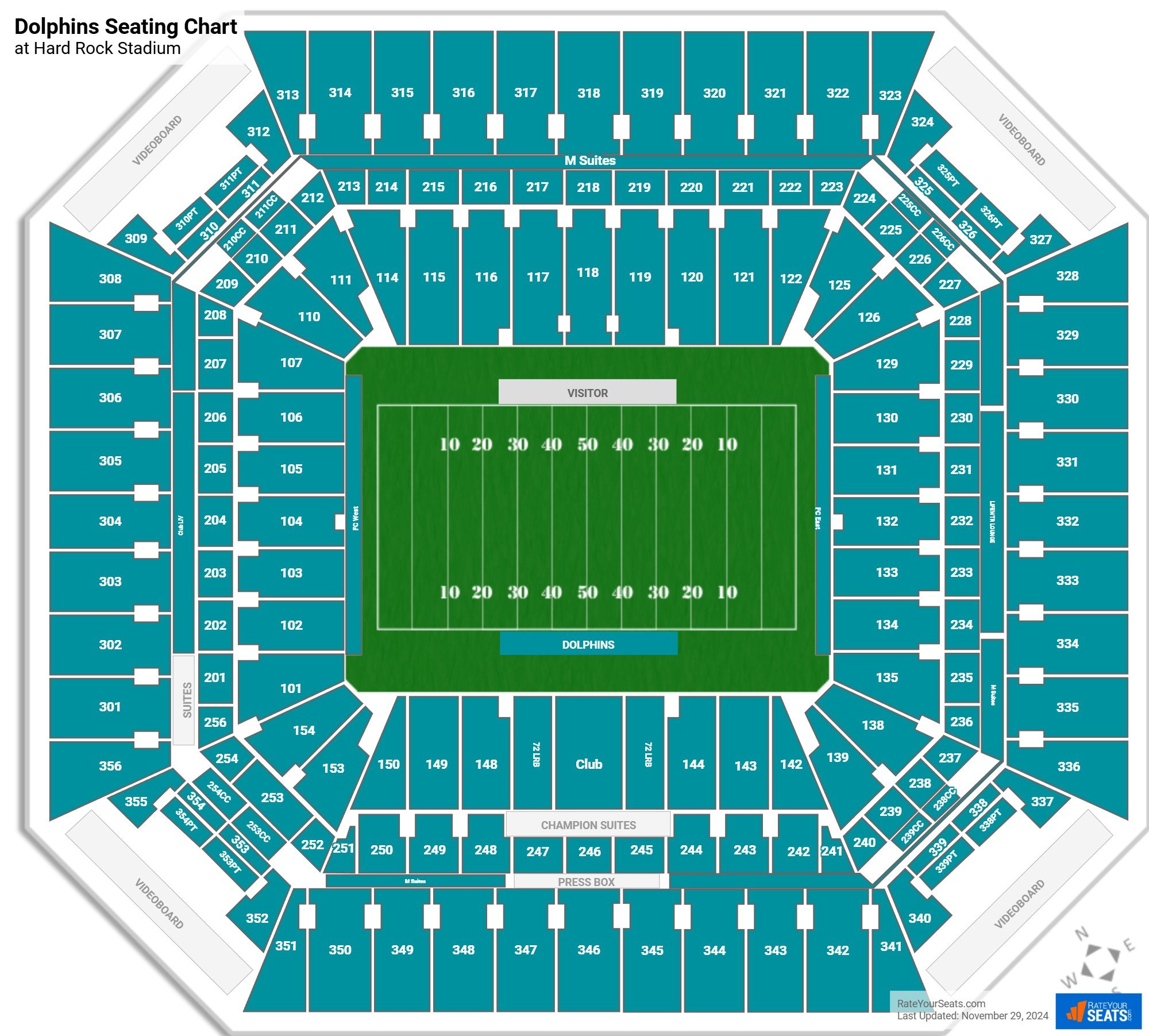 Dolphin Stadium Seating Map Hard Rock Stadium Seating Charts - Rateyourseats.com