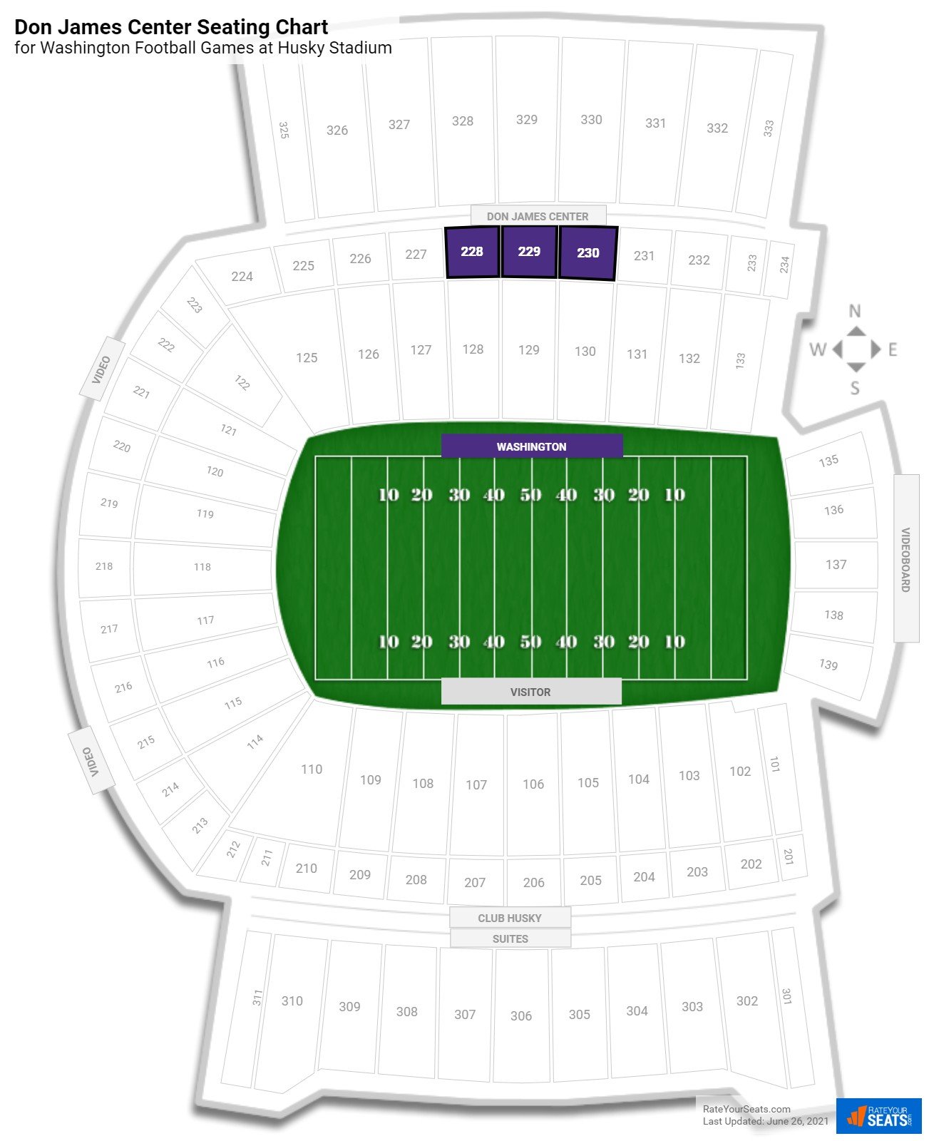 Washington Don James Center Seating Chart at Husky Stadium