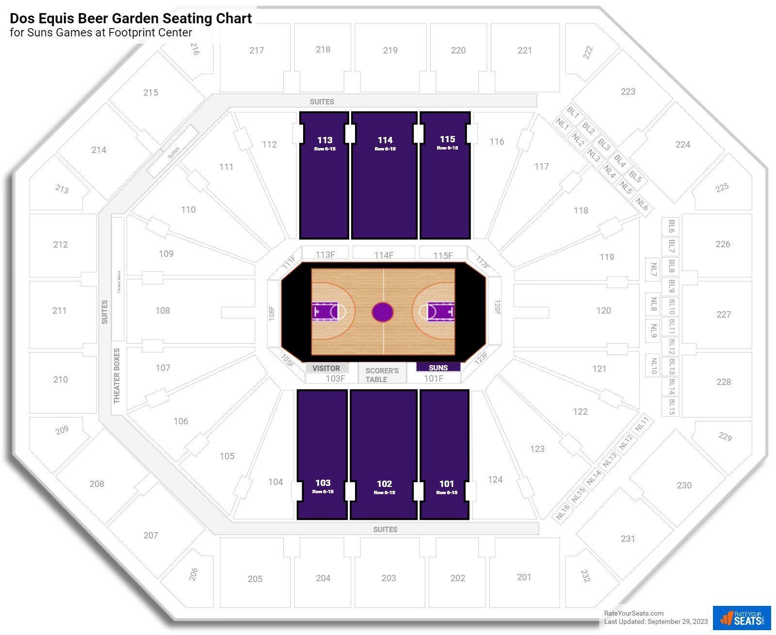click to enlarge Suns Dos Equis Beer Garden Seating Chart at PHX Arena