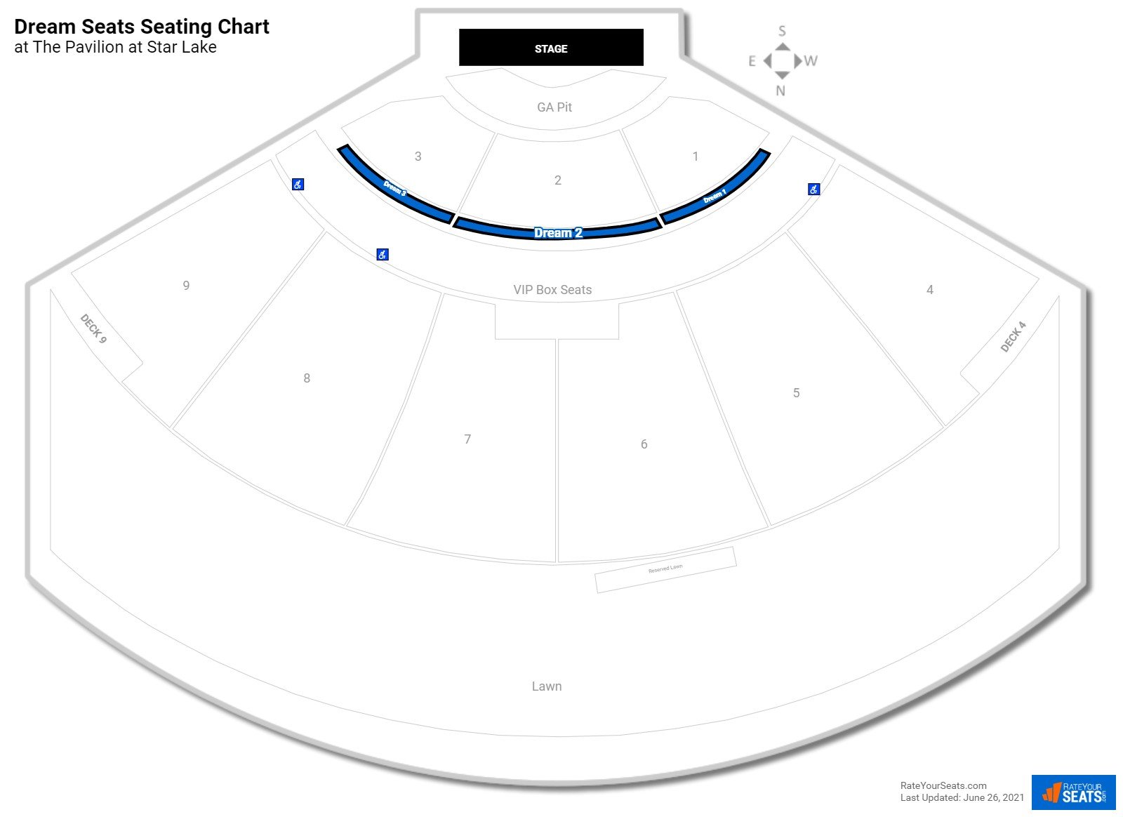 Concert Dream Seats Seating Chart at The Pavilion at Star Lake