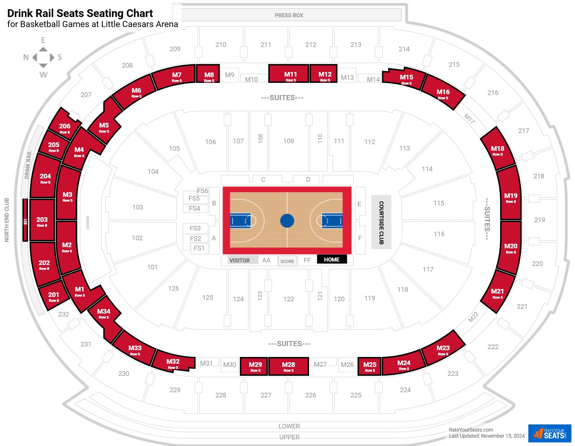 Drink Rail Seats at Little Caesars Arena - RateYourSeats.com