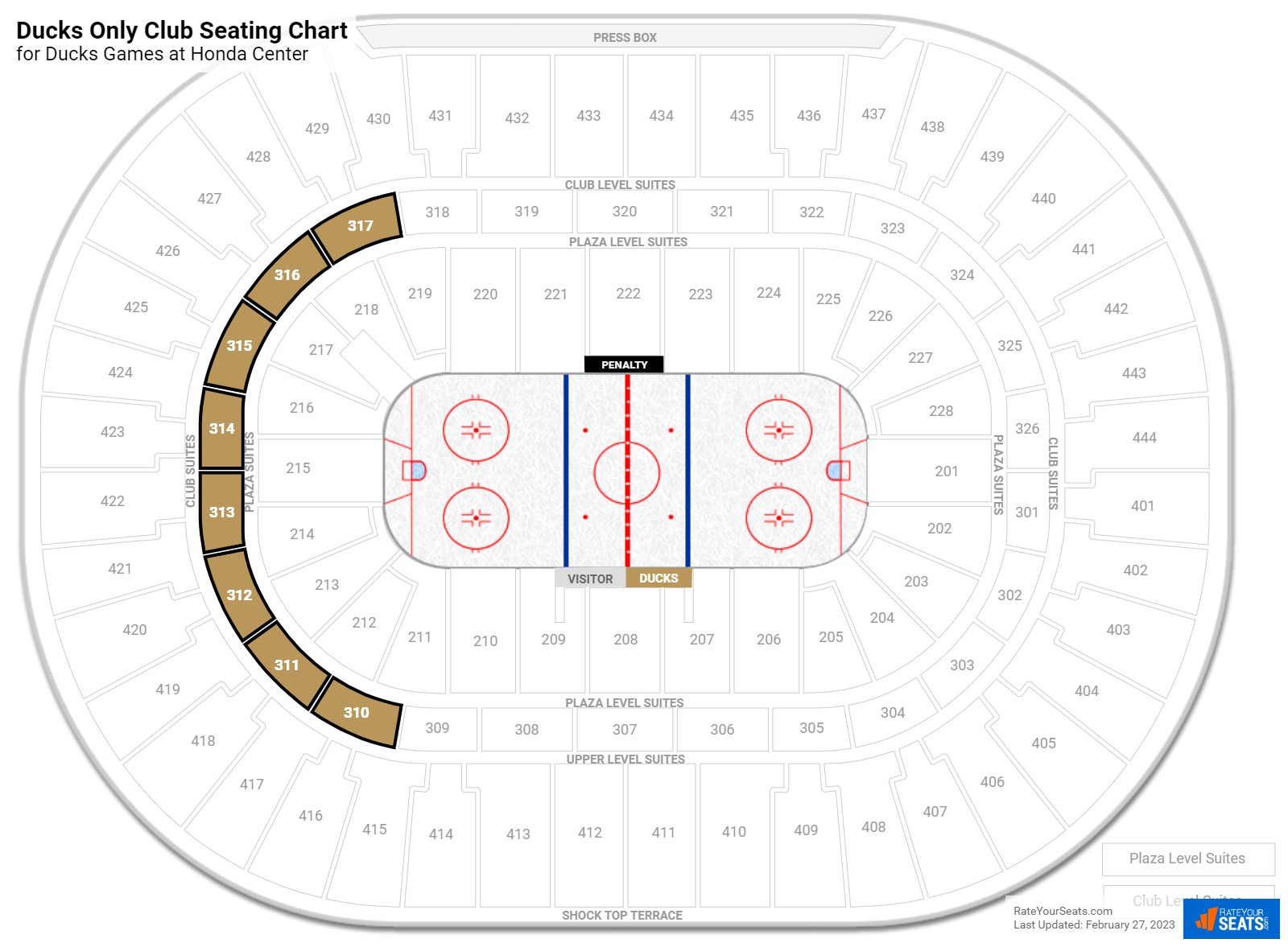 Ducks Ducks Only Club Seating Chart at Honda Center