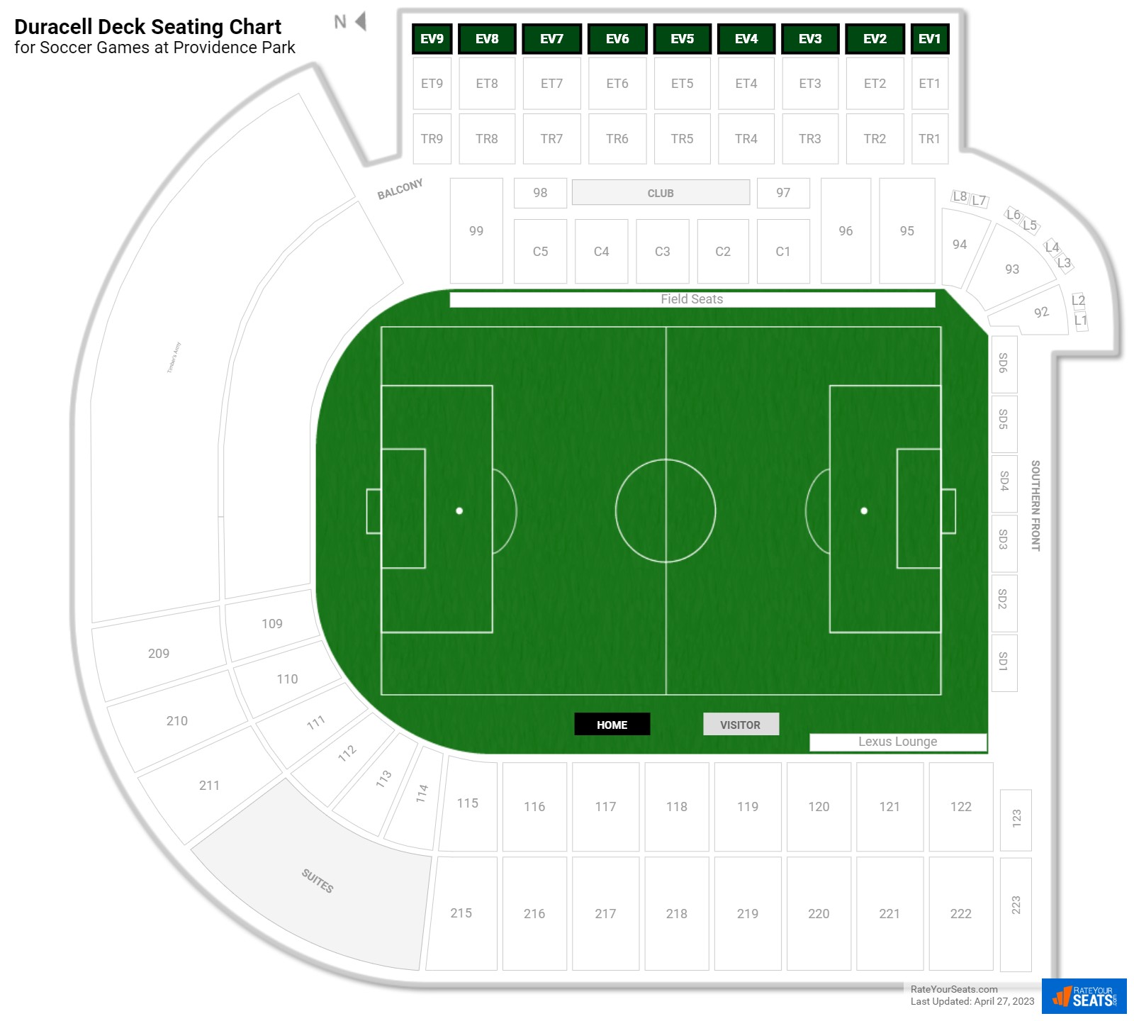 click to enlarge Soccer Duracell Deck Seating Chart at Providence Park