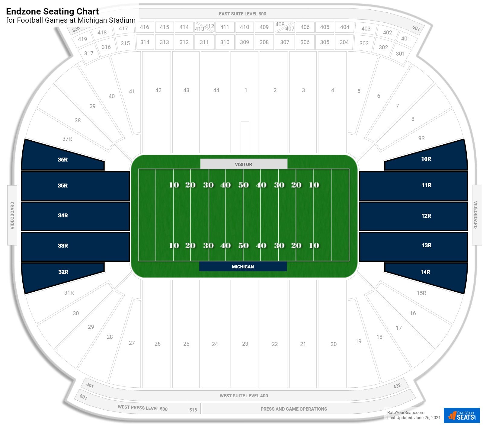 Football Endzone Seating Chart at Michigan Stadium
