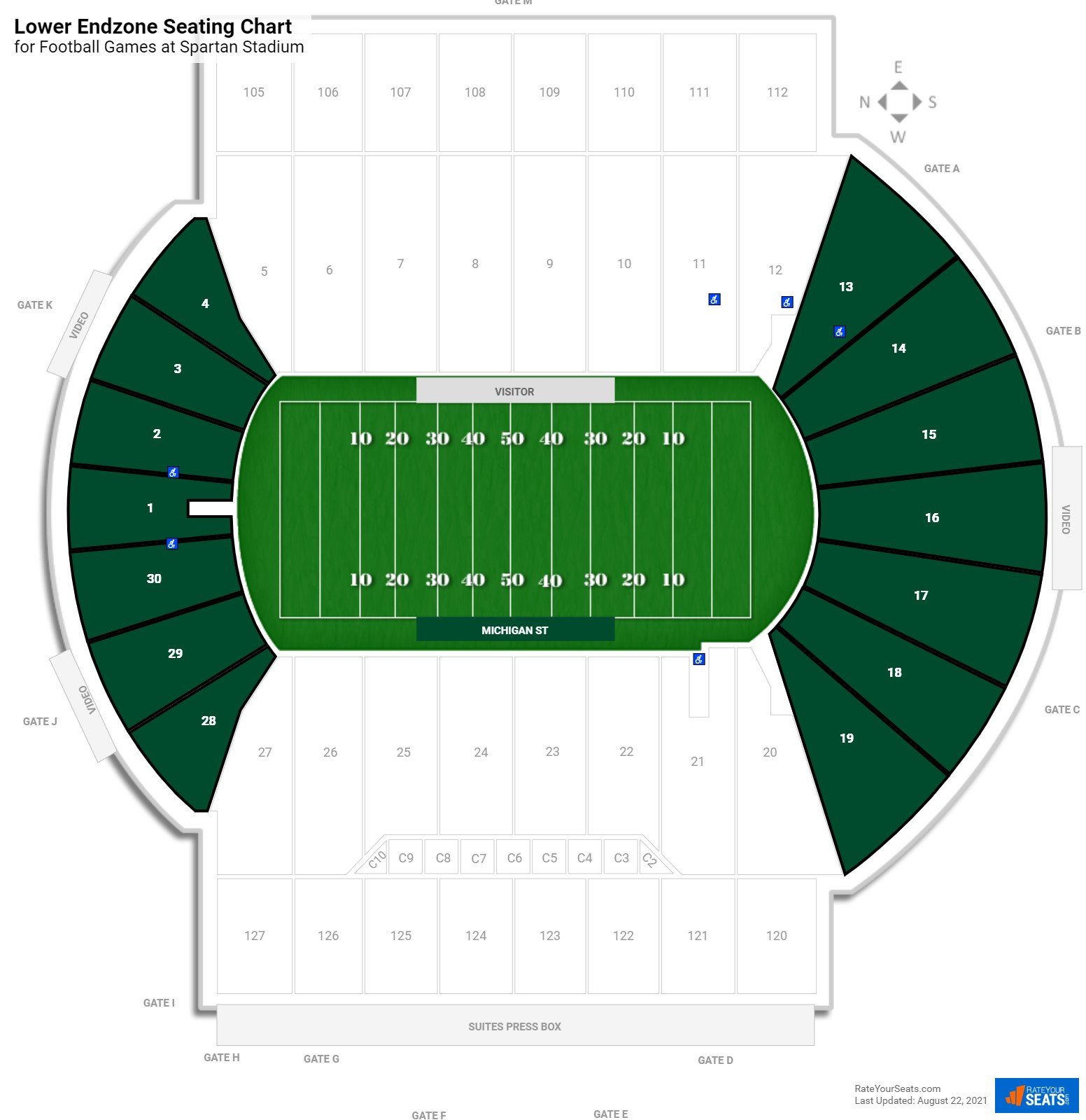 Football Lower Endzone Seating Chart at Spartan Stadium