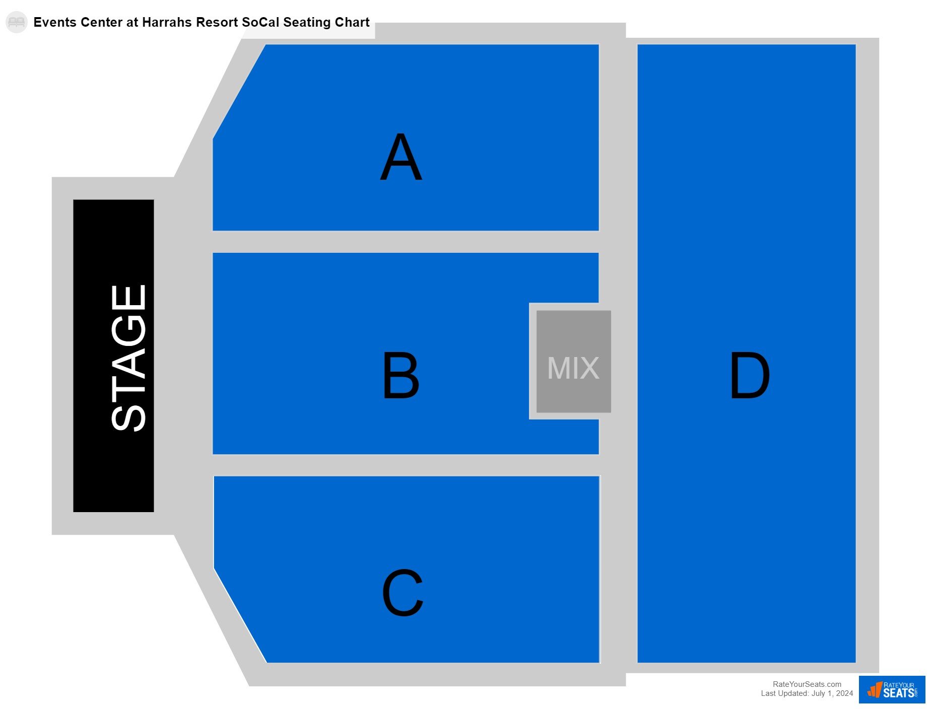 Interactive seating chart Concert seating chart at Events Center at Harrahs Resort SoCal