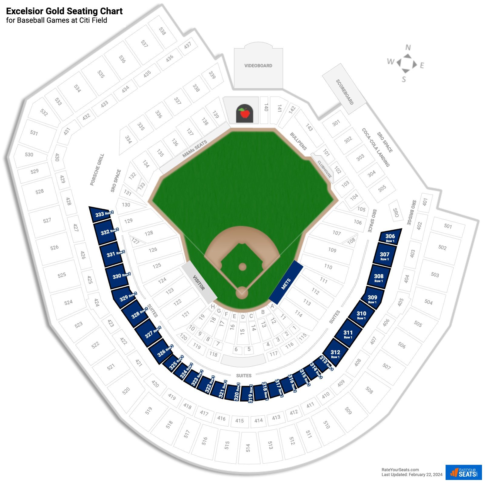 Baseball Excelsior Gold Seating Chart at Citi Field