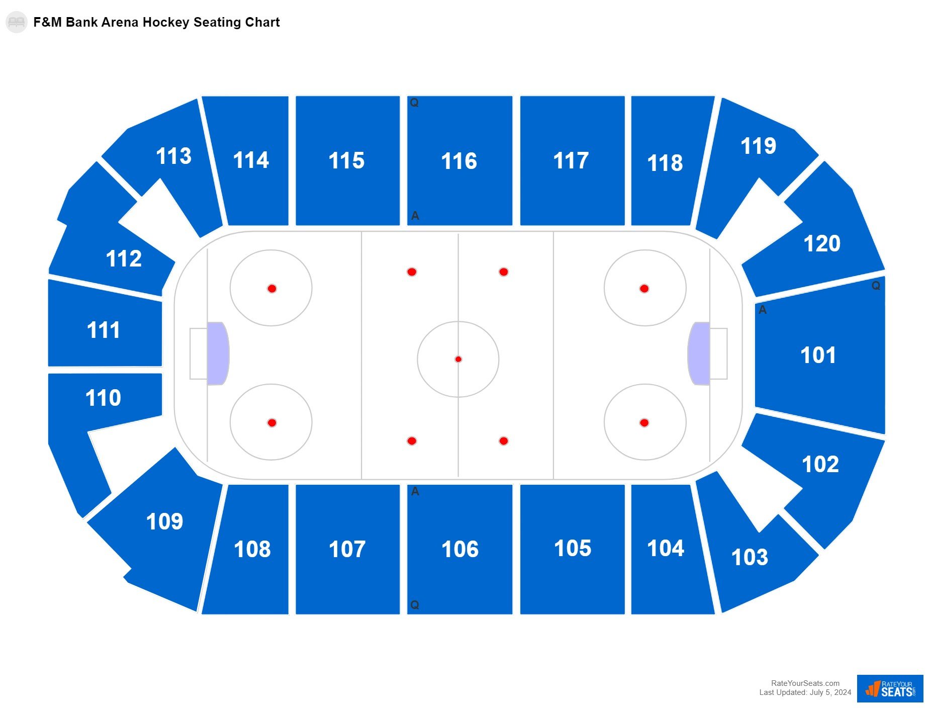 Interactive seating chart Hockey seating chart at F&M Bank Arena
