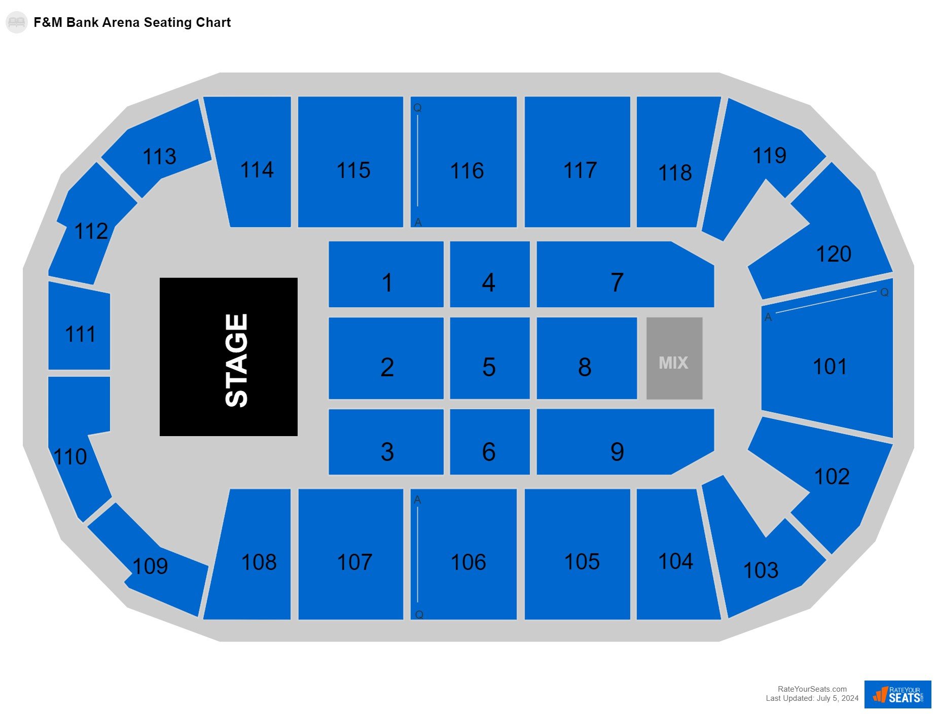 Interactive seating chart Concert seating chart at F&M Bank Arena