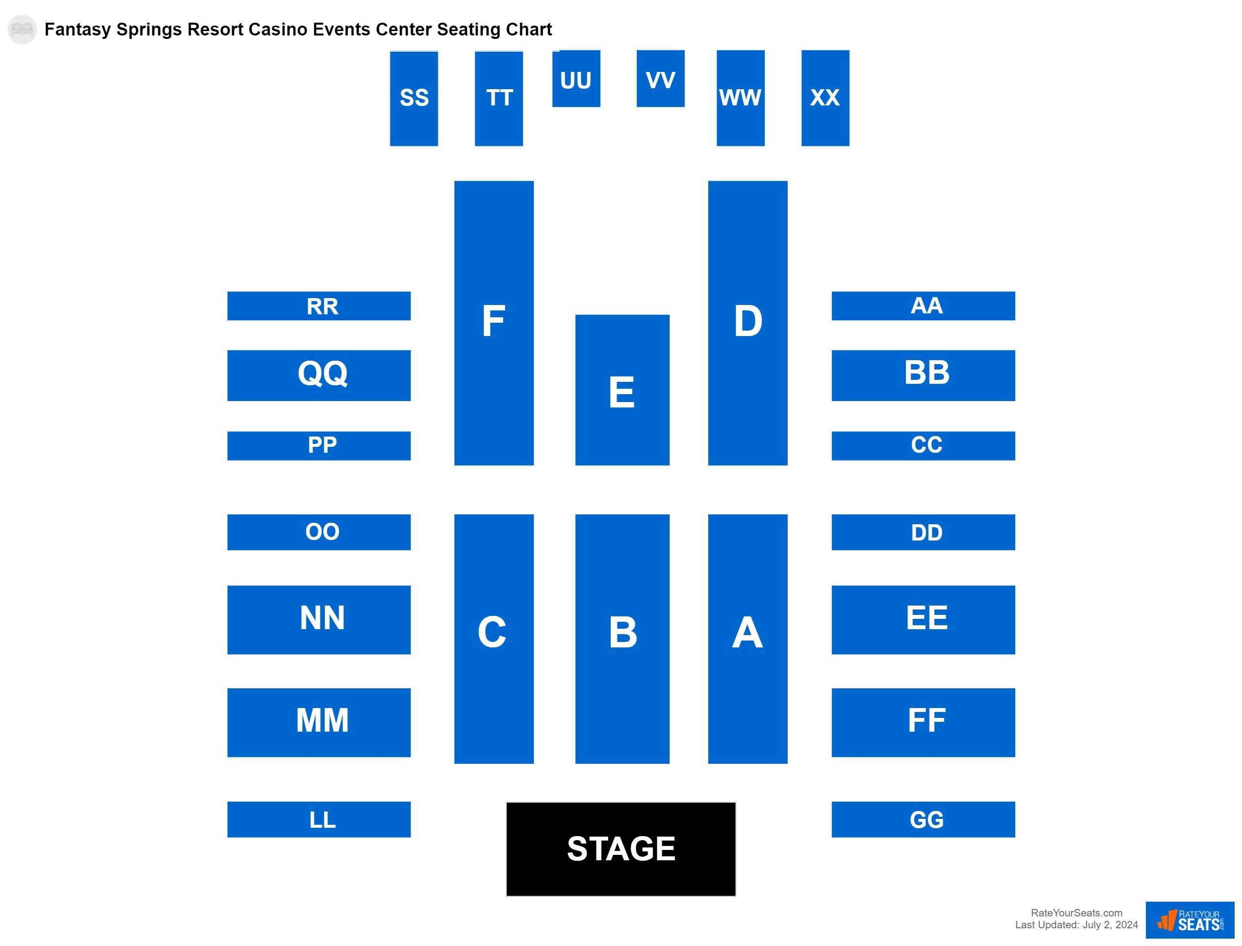 Interactive seating chart Comedy seating chart at Fantasy Springs Resort Casino