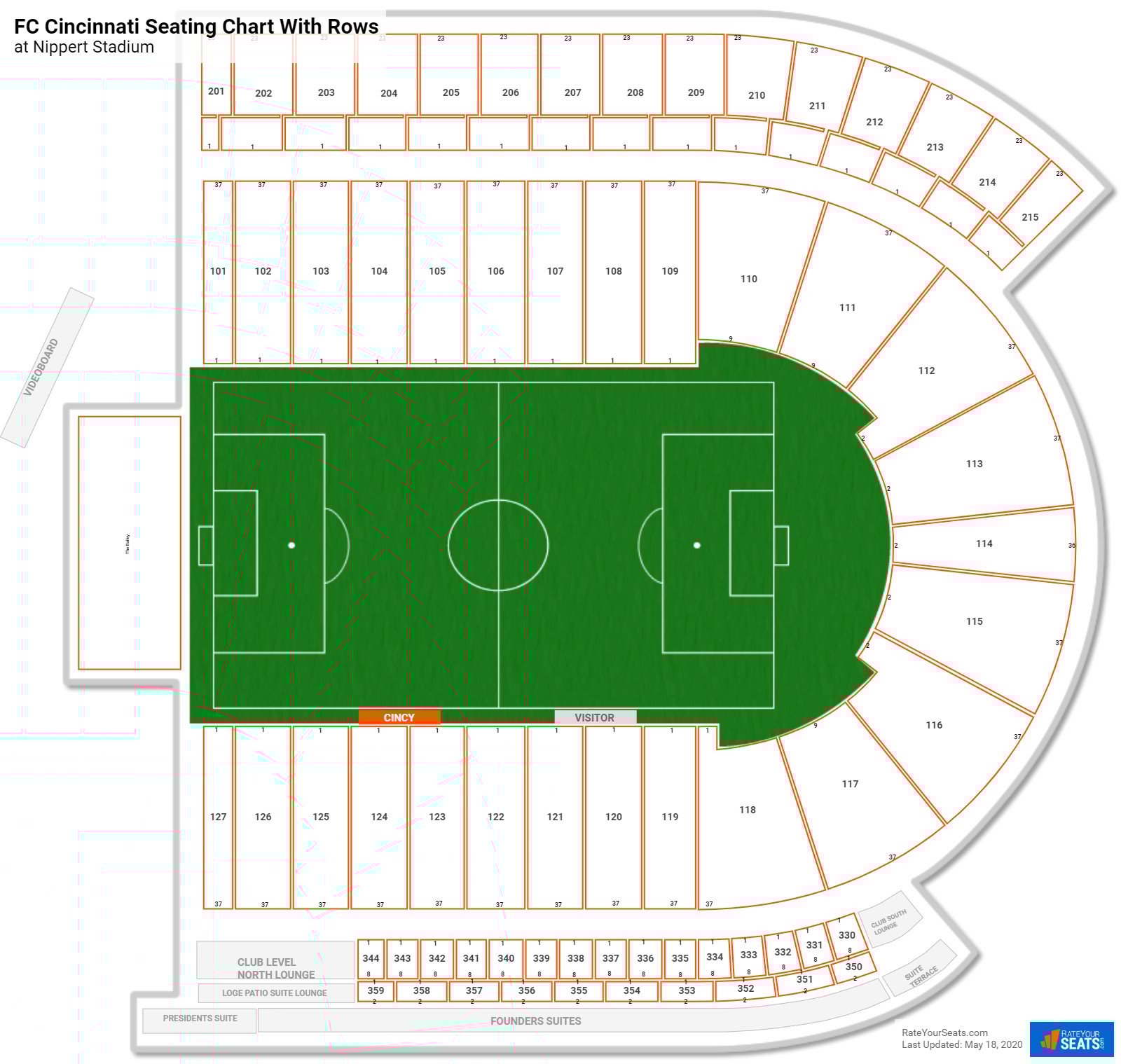 Nippert Stadium seating chart with rows soccer