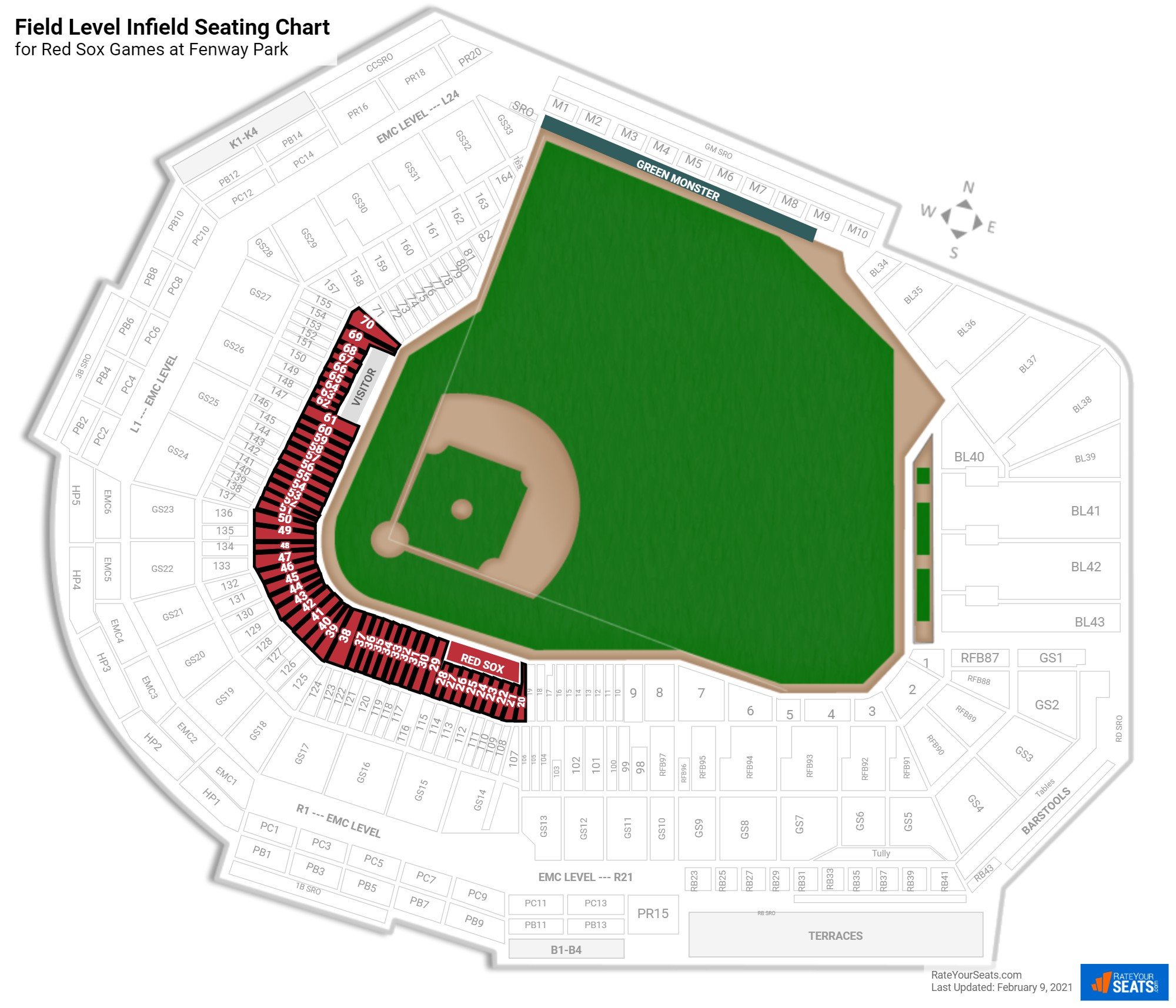 Fenway Park Grandstand Infield - Baseball Seating ...