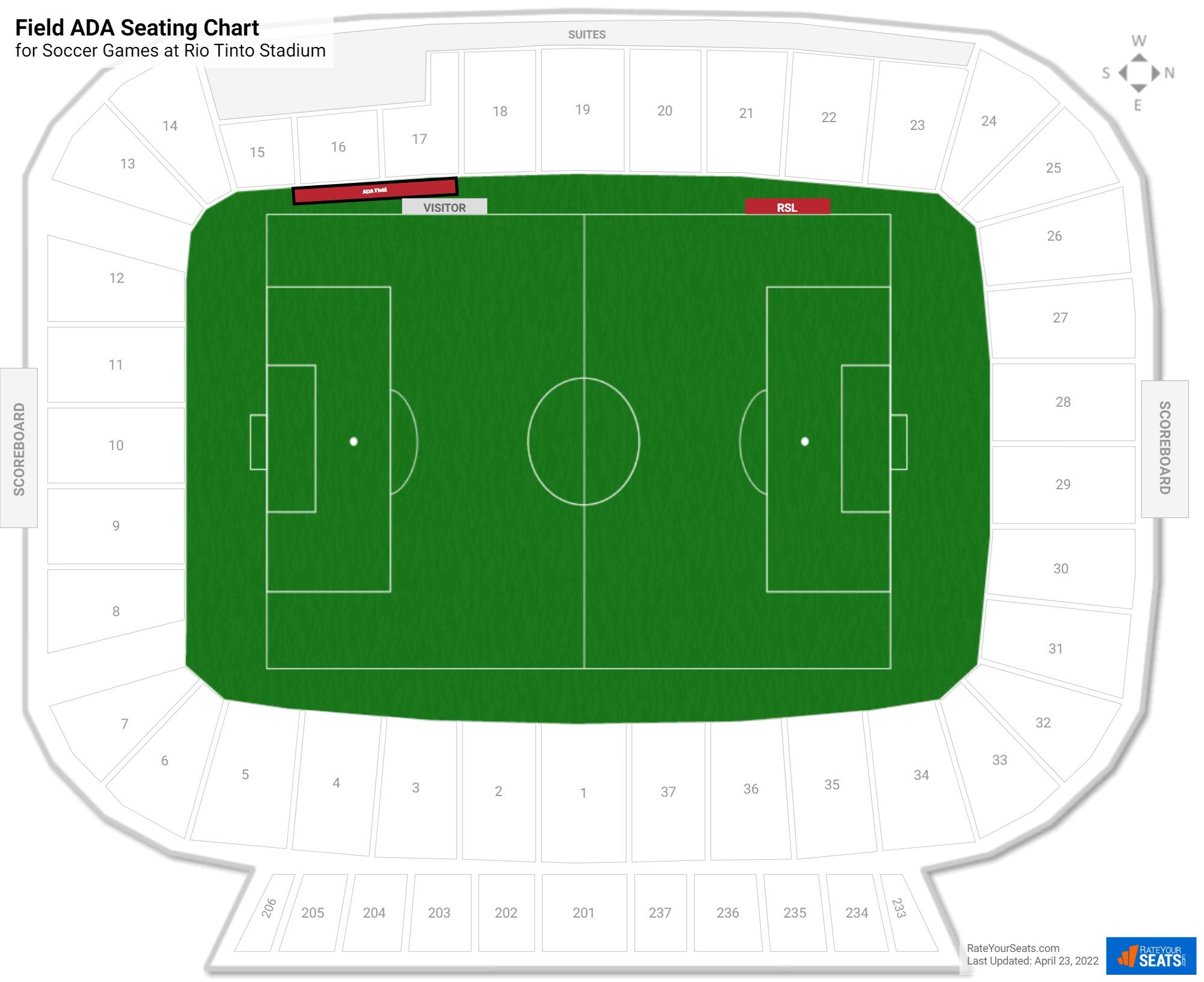 Soccer Field ADA Seating Chart at Rio Tinto Stadium