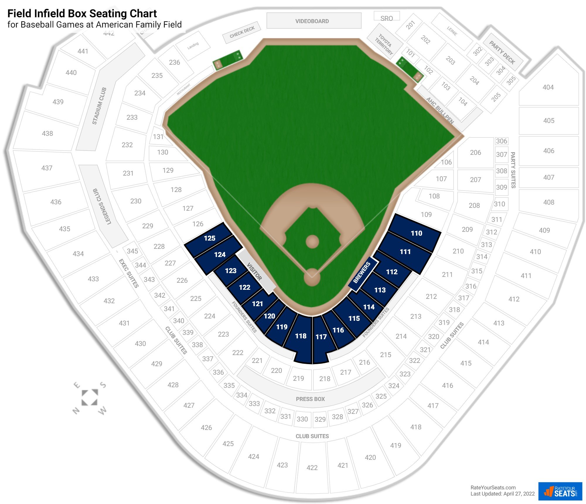 Baseball Field Infield Box Seating Chart at American Family Field