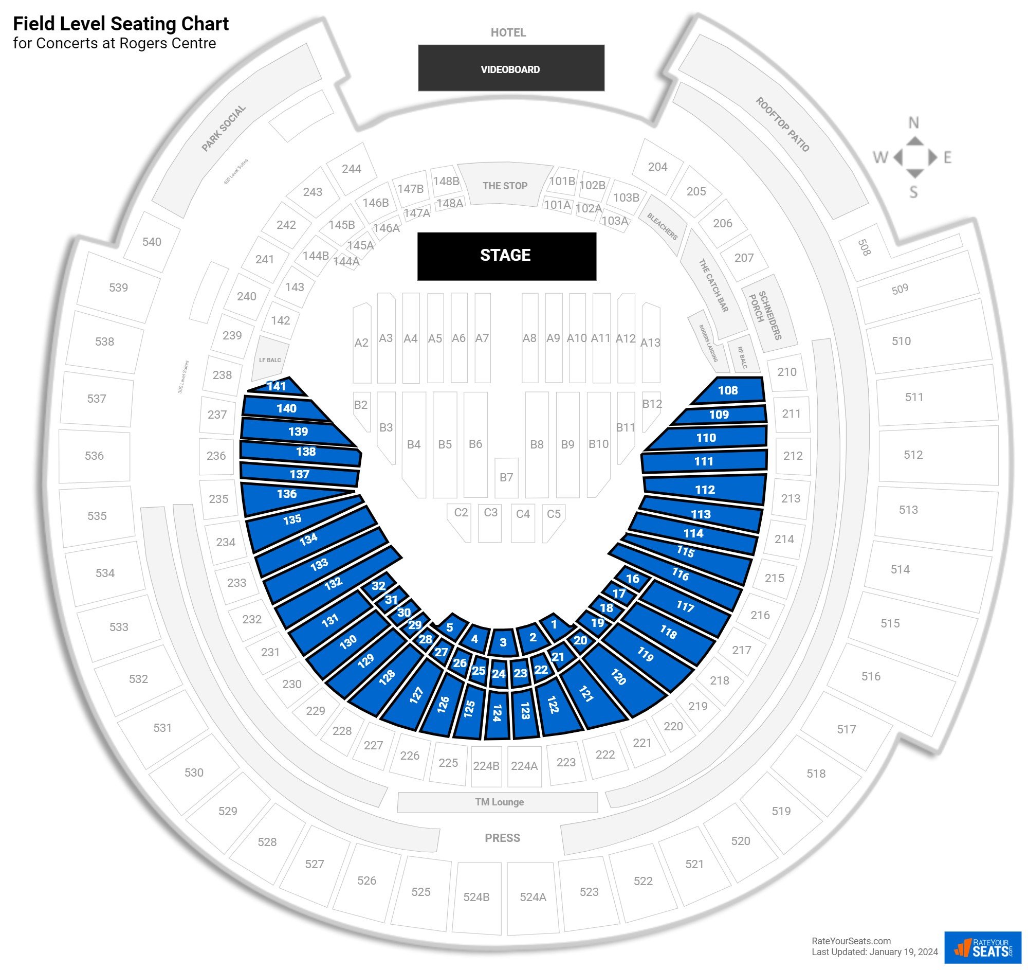 Rogers Centre Seating Chart For Concerts Elcho Table